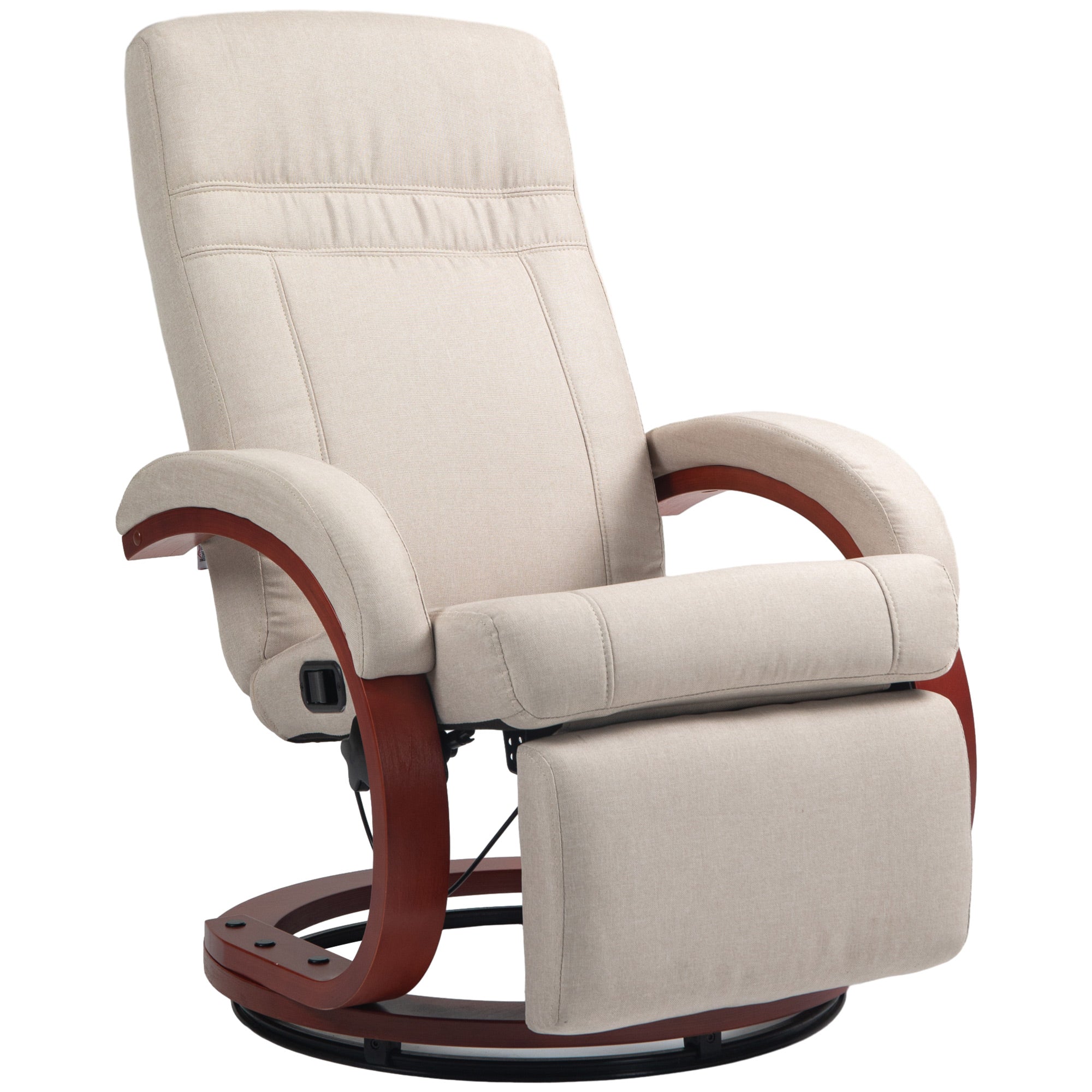 HOMCOM 135° Manual Reclining Swivel Chair, with Footrest - Beige - North Peak Garden Furniture