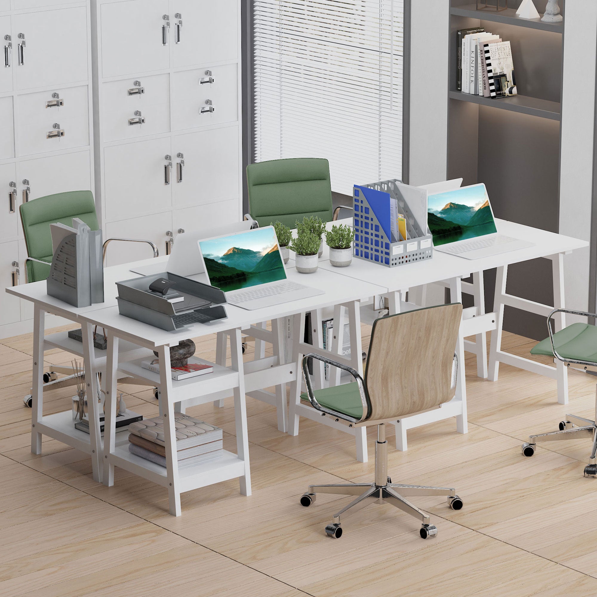 HOMCOM Compact Computer Desk with Storage Shelves, Study Table with Bookshelf, PC Table Workstation for Home Office, Study, Easy Assembly, 106 x 51cm, White - North Peak Garden Furniture