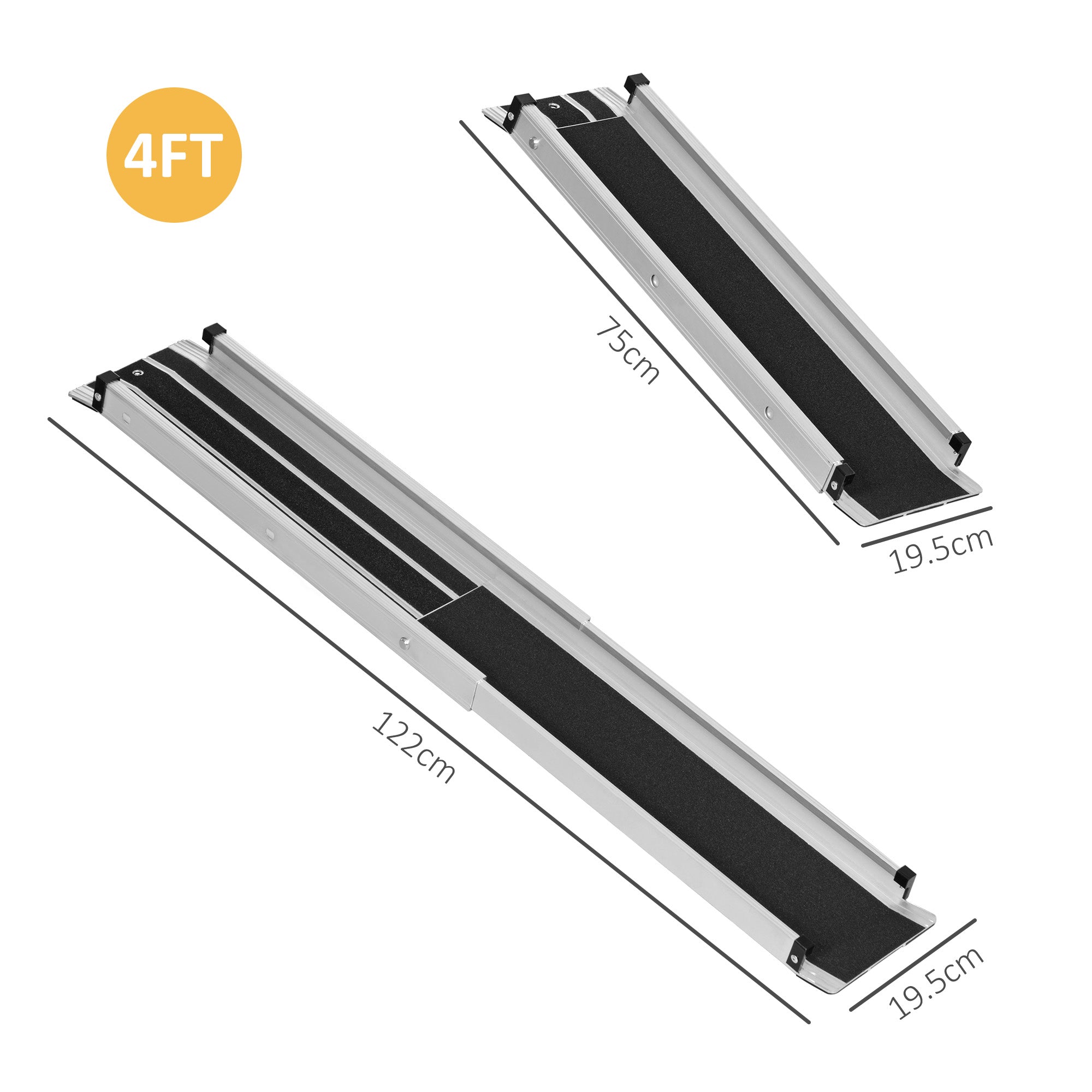 HOMCOM Set of Two 122cm Three-Level Aluminium Wheelchair Ramps - North Peak Garden Furniture