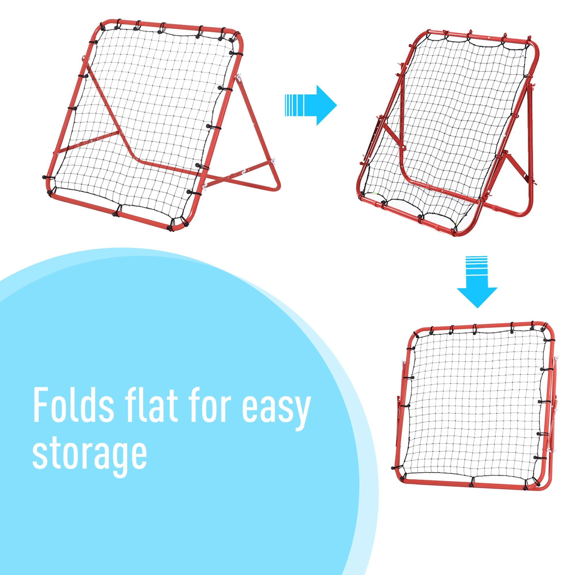 HOMCOM Rebounder Net, Practise Kickback Goal, for Teens, Adults Training - Red - North Peak Garden Furniture