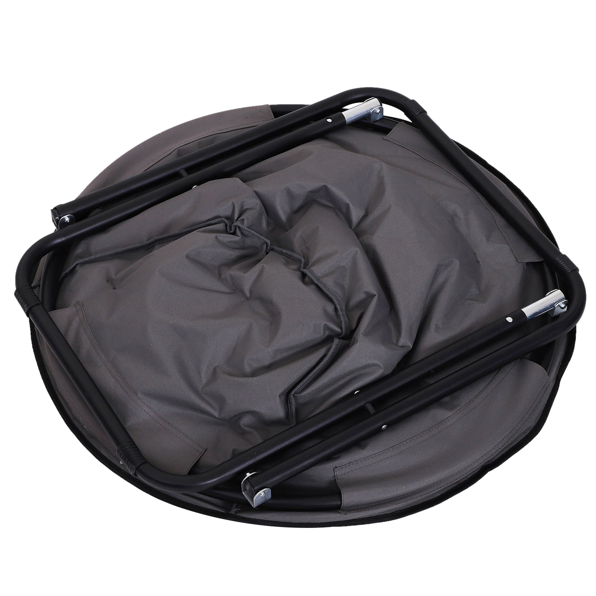 Outsunny Garden Folding Portable Padded Saucer Moon Chair Padded Round Outdoor Camping Travel Fishing Seat Grey - North Peak Garden Furniture