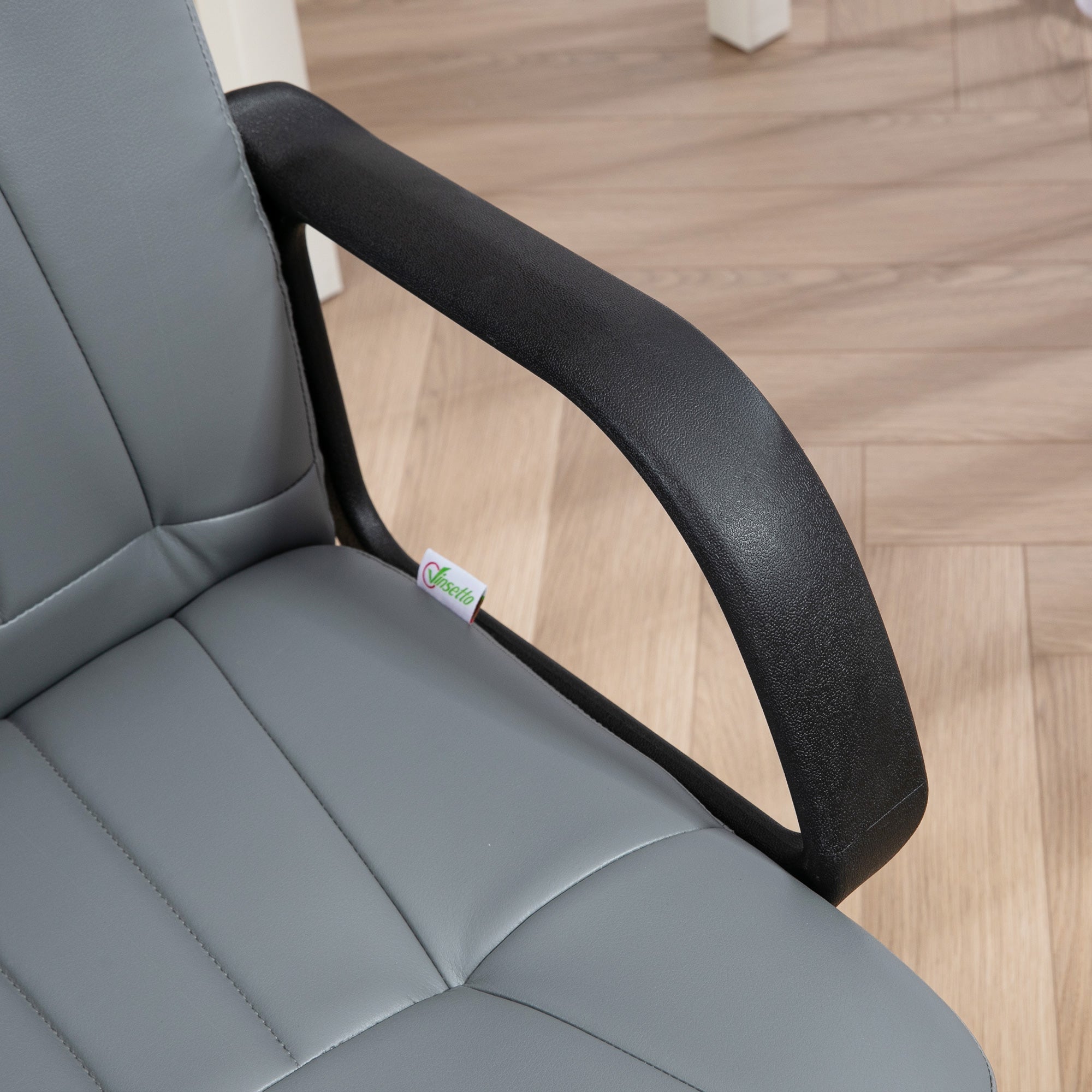 HOMCOM Swivel Executive Office Chair PU Leather Computer Desk Chair Office Furniture Gaming Seater - Grey - North Peak Garden Furniture