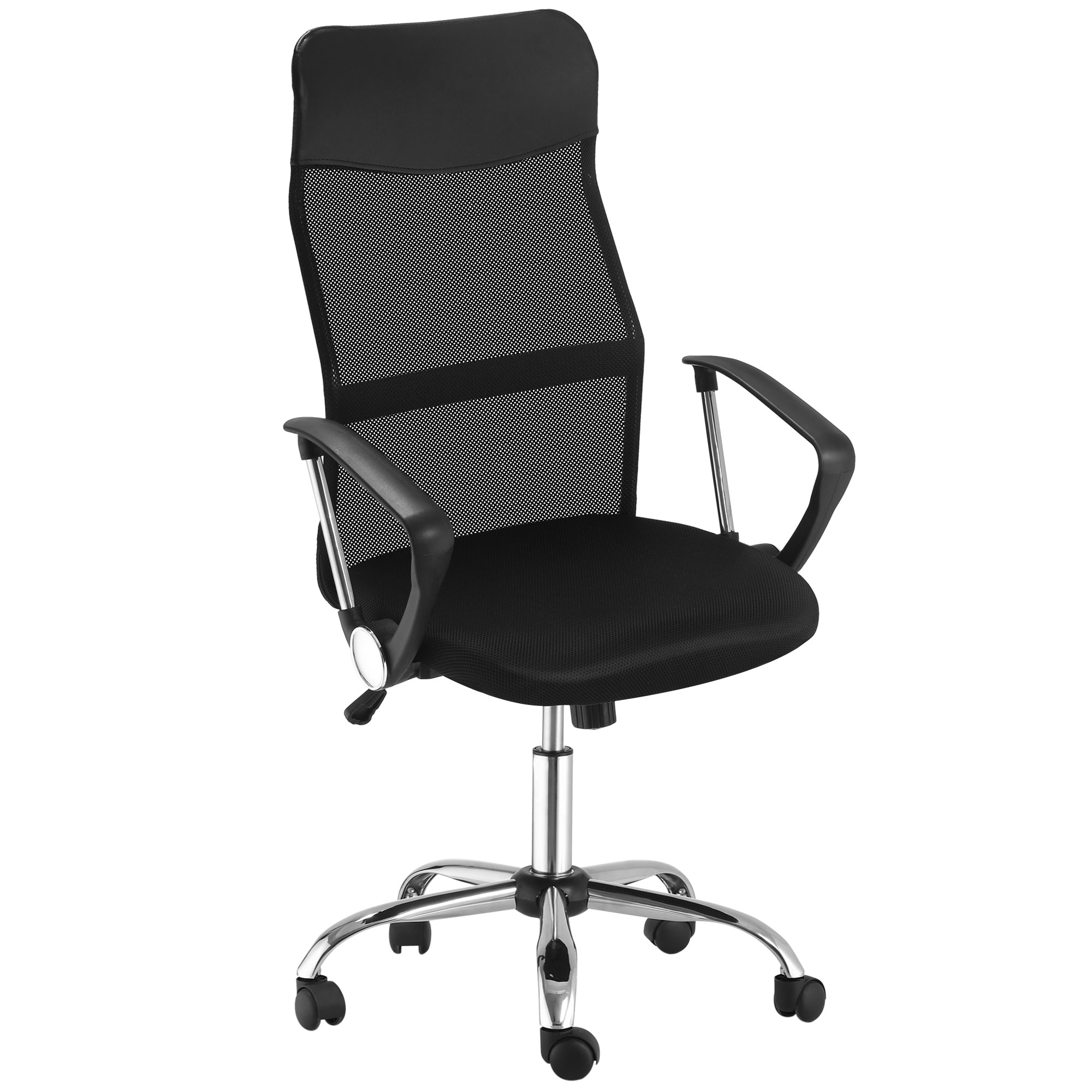 HOMCOM Ergonomic Office Chair Mesh Chair with Adjustable Height Tilt Function Black - North Peak Garden Furniture