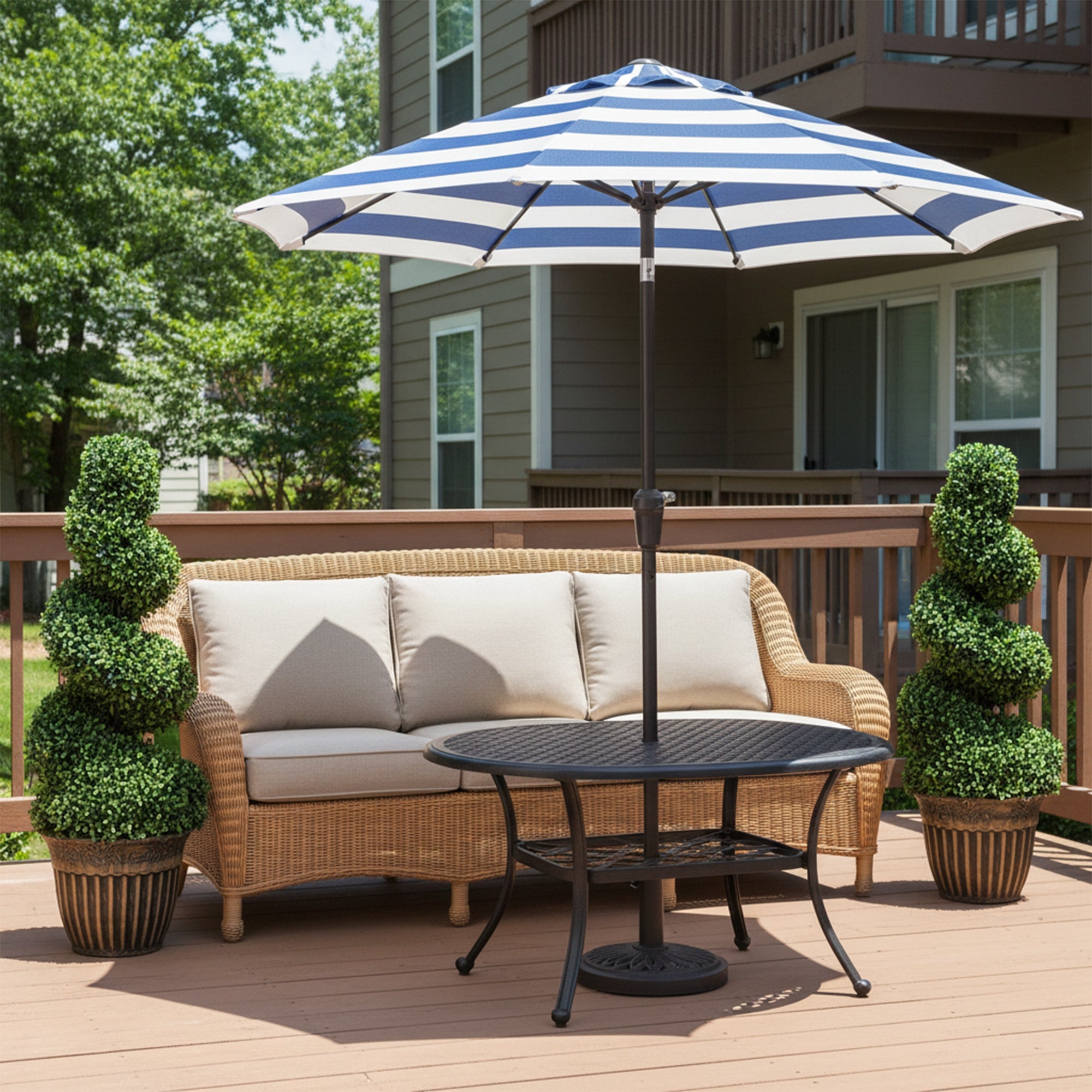 HOMCOM Set of 2 Artificial Plants, Topiary Spiral Boxwood Trees with Pot, for Home Indoor Outdoor Decor, 90cm