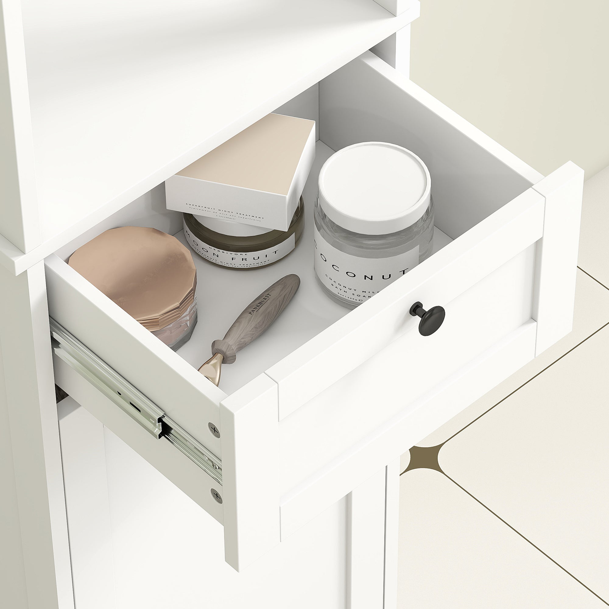 HOMCOM Tall Bathroom Cabinet with Tilt-Out Laundry Basket - White - North Peak Garden Furniture