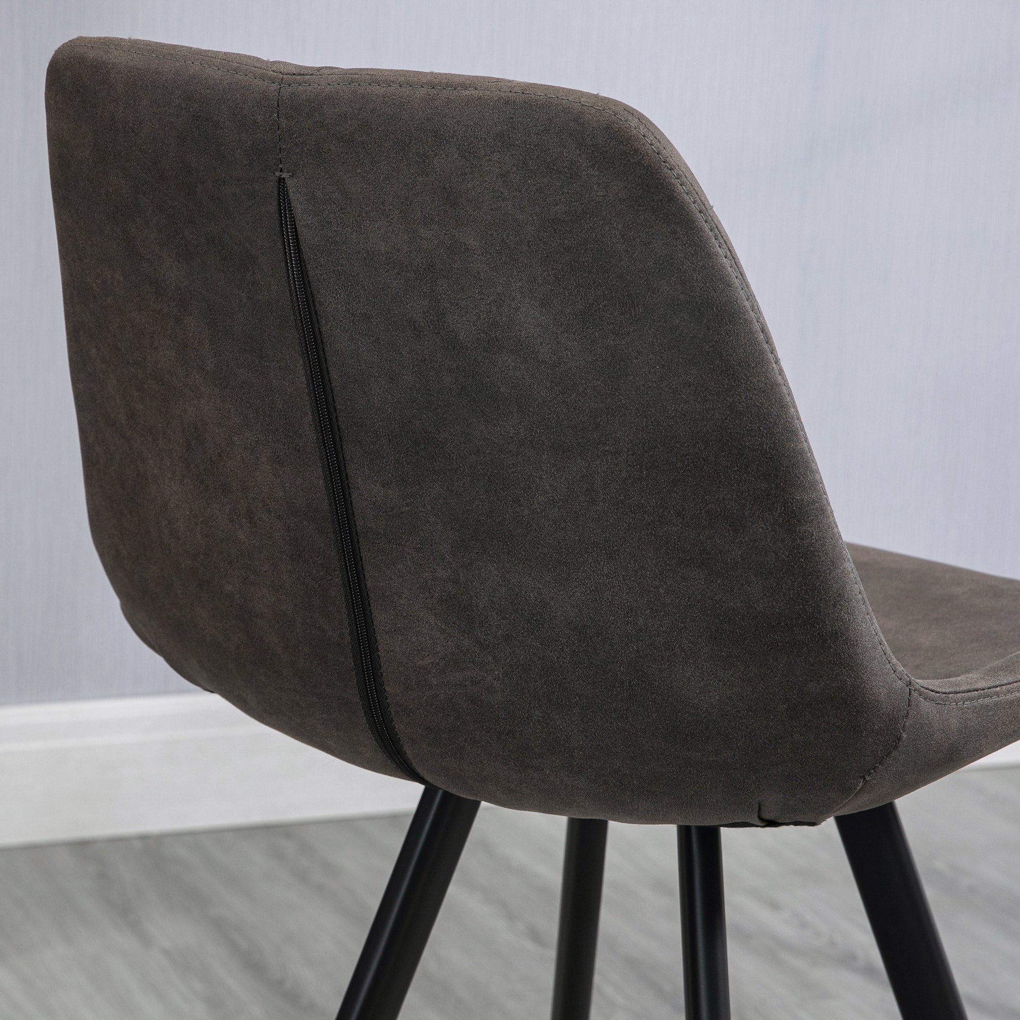 HOMCOM Set Of 2 Bar Stools Vintage Microfiber Cloth Tub Seats Padded Comfortable Steel Frame Footrest Quilted Home Bar Cafe Kitchen Chair Stylish Dark Grey - North Peak Garden Furniture