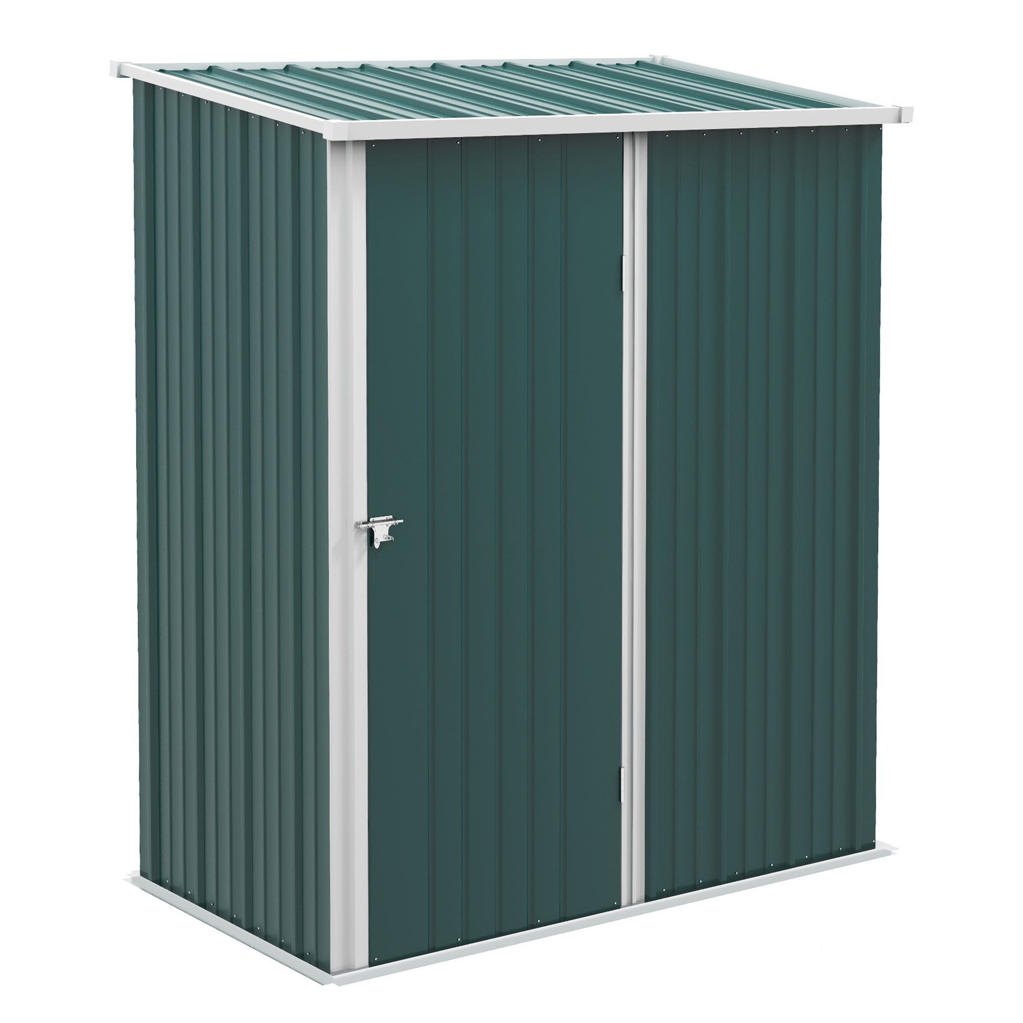 Outsunny Outdoor Storage Shed, Garden Metal Storage Shed w/ Single Door for Garden, Patio, 5.3ft x 3.1ft, Green