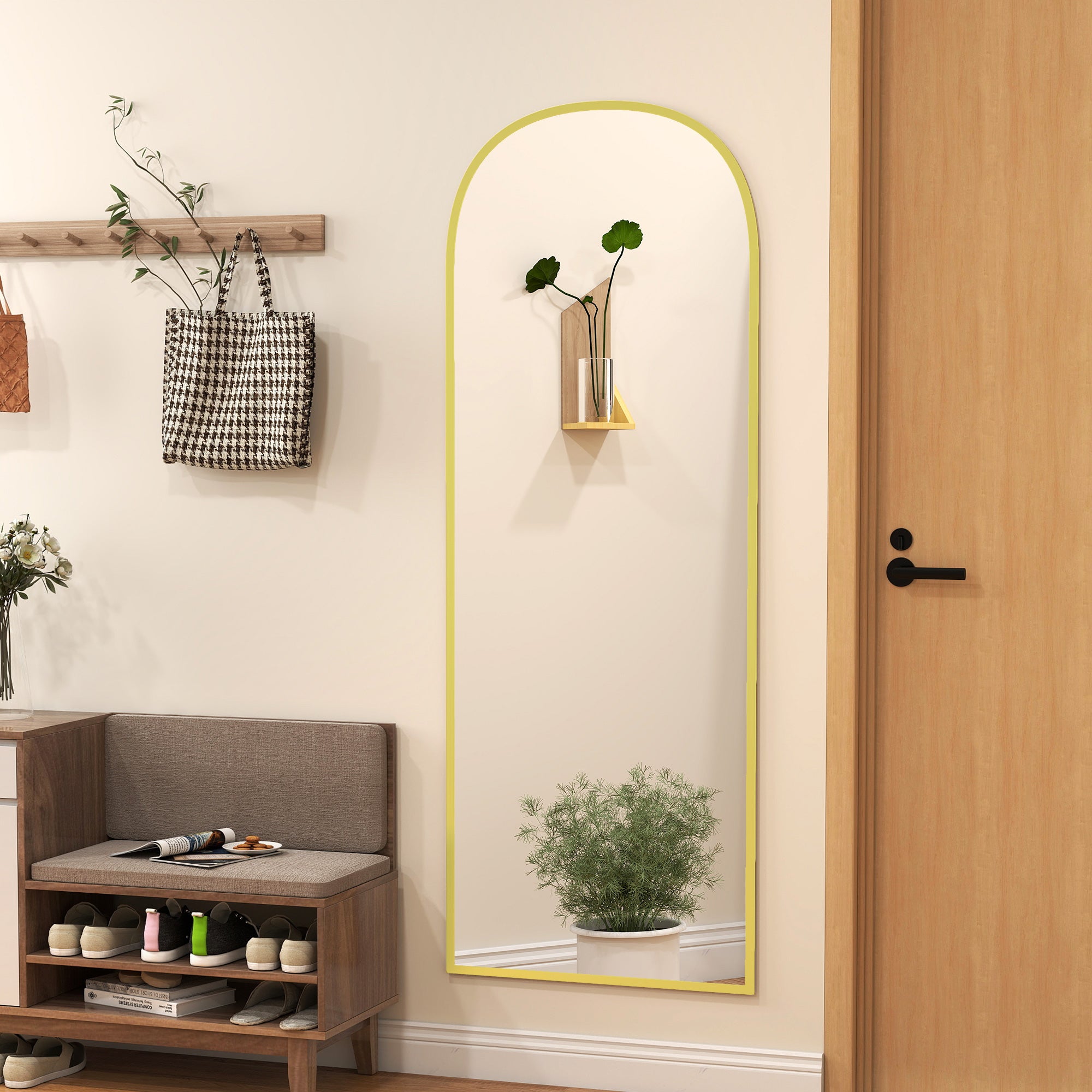 HOMCOM 165cm Aluminium Frame Standing Mirror - Gold - North Peak Garden Furniture