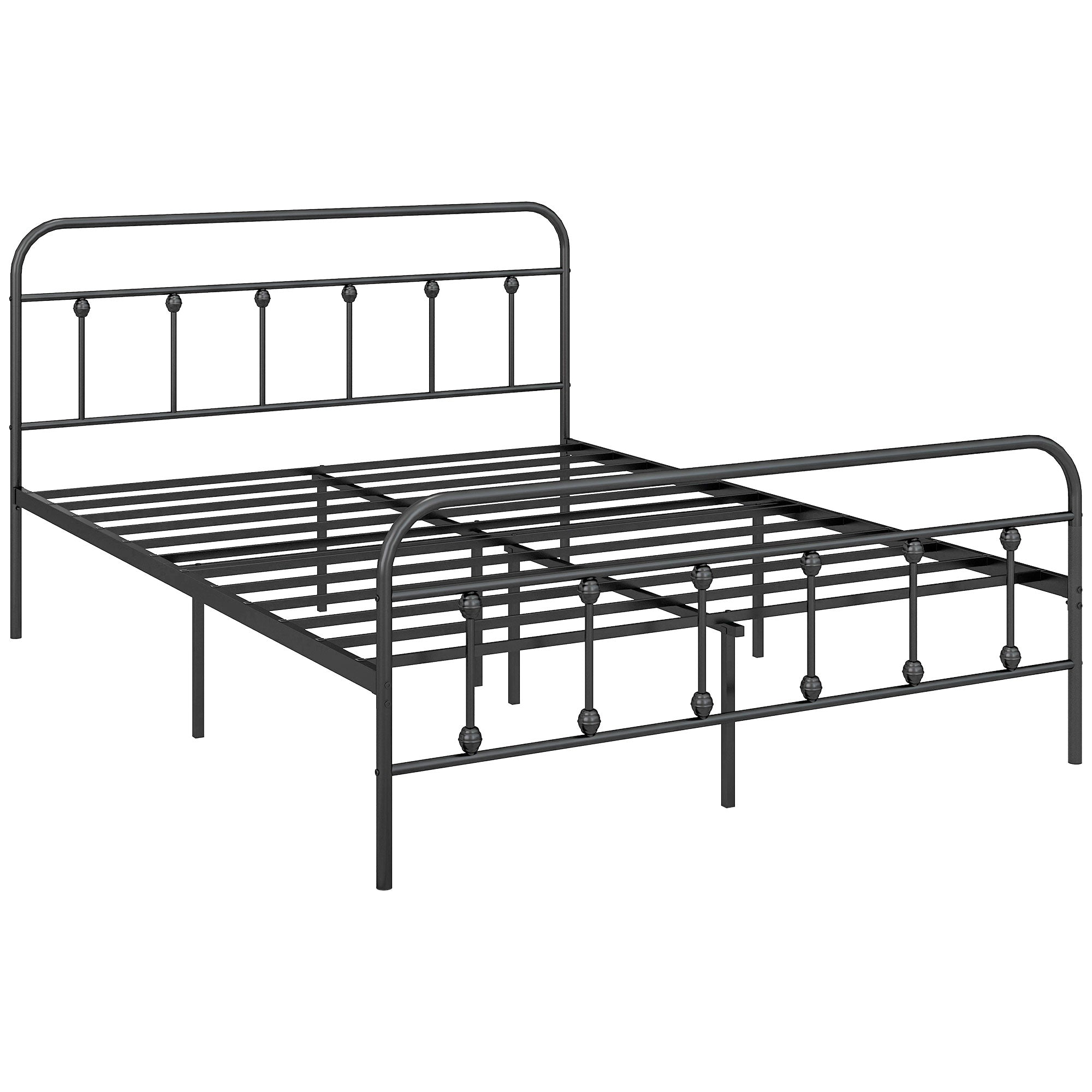 HOMCOM Double Minimalistic Metal Bed Frame - Black - North Peak Garden Furniture
