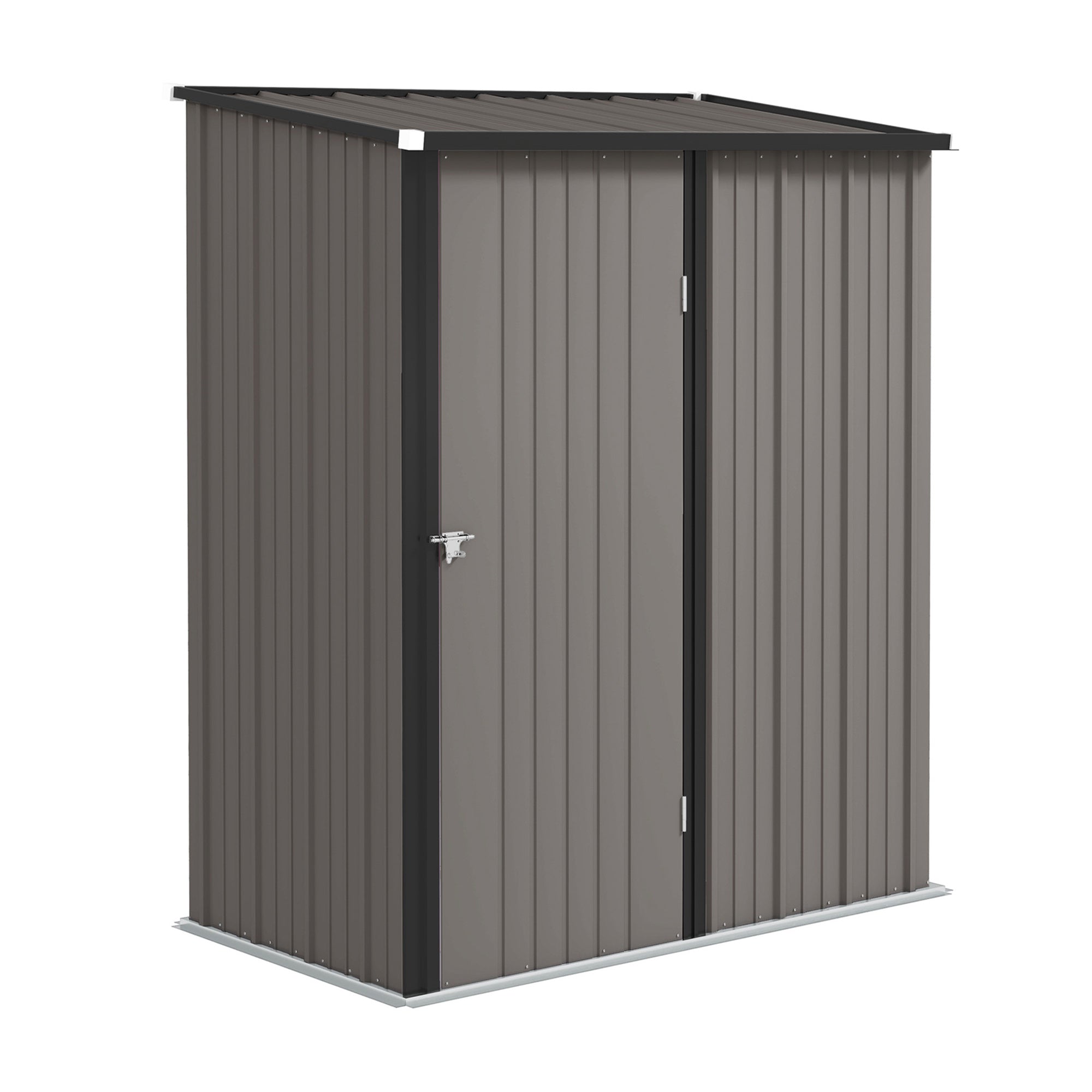 Outsunny 5.3 x 3.1ft Corrugated Steel Garden Shed - Light Grey