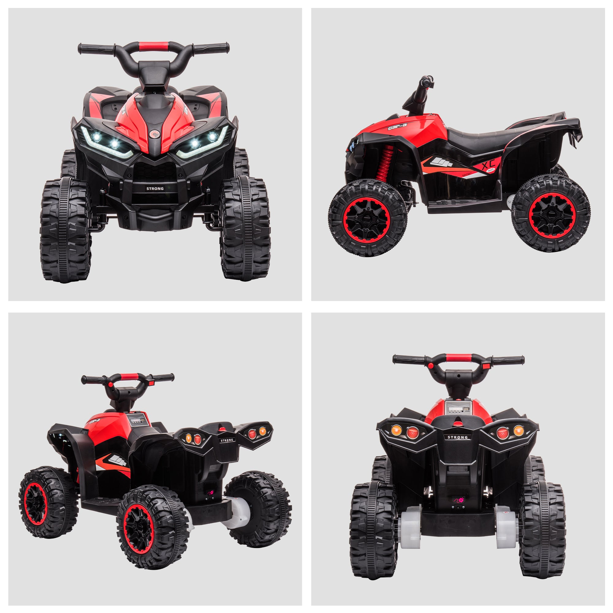 HOMCOM 12V Ride-On Quad Bike w/ Music, Horn, for Ages 3-5 Years - Red - North Peak Garden Furniture