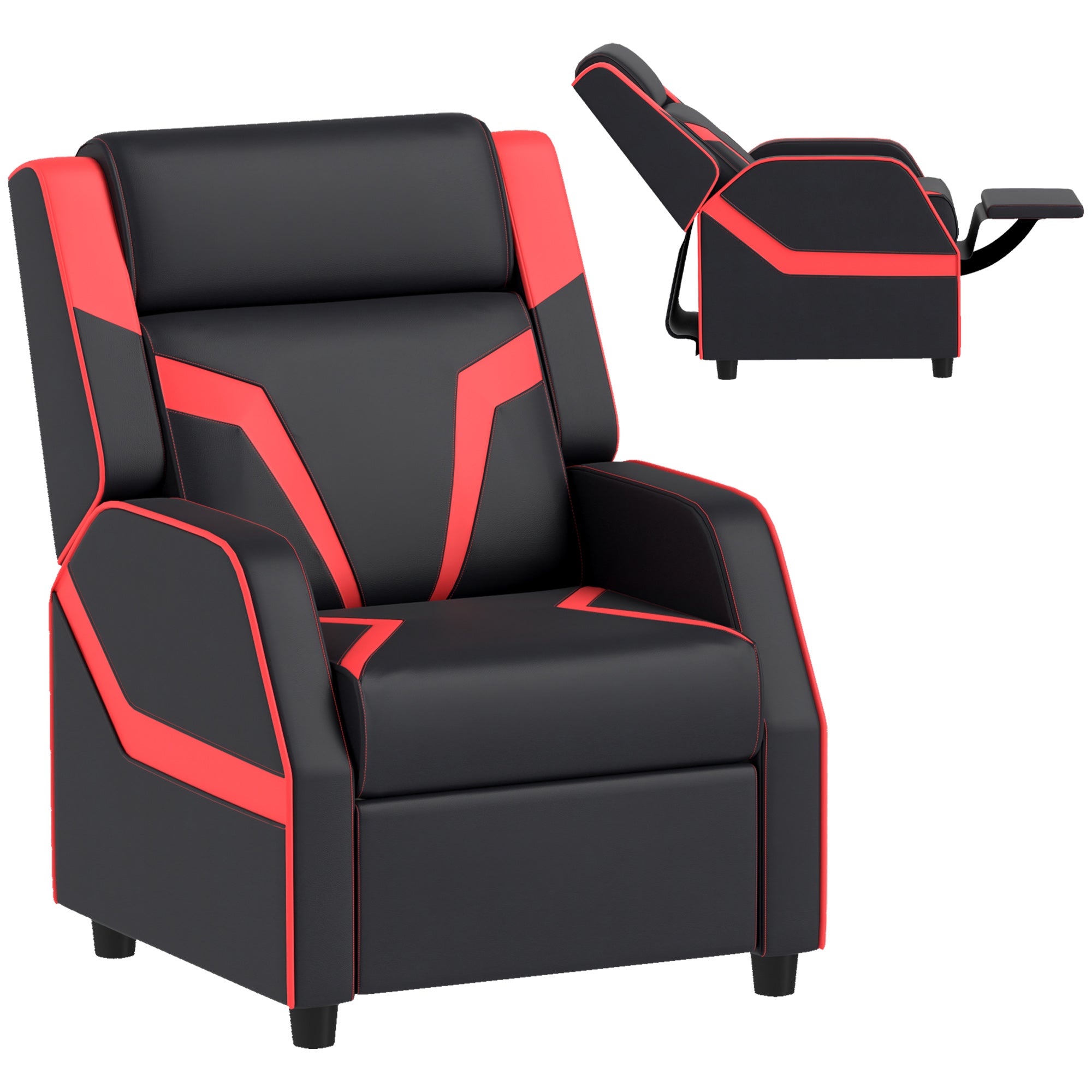 AIYAPLAY 2 in 1 Kids Chair Recliner with Backrest, Armrest, Footrest, PU Leather, for 3-9 Years Old, Black - North Peak Garden Furniture