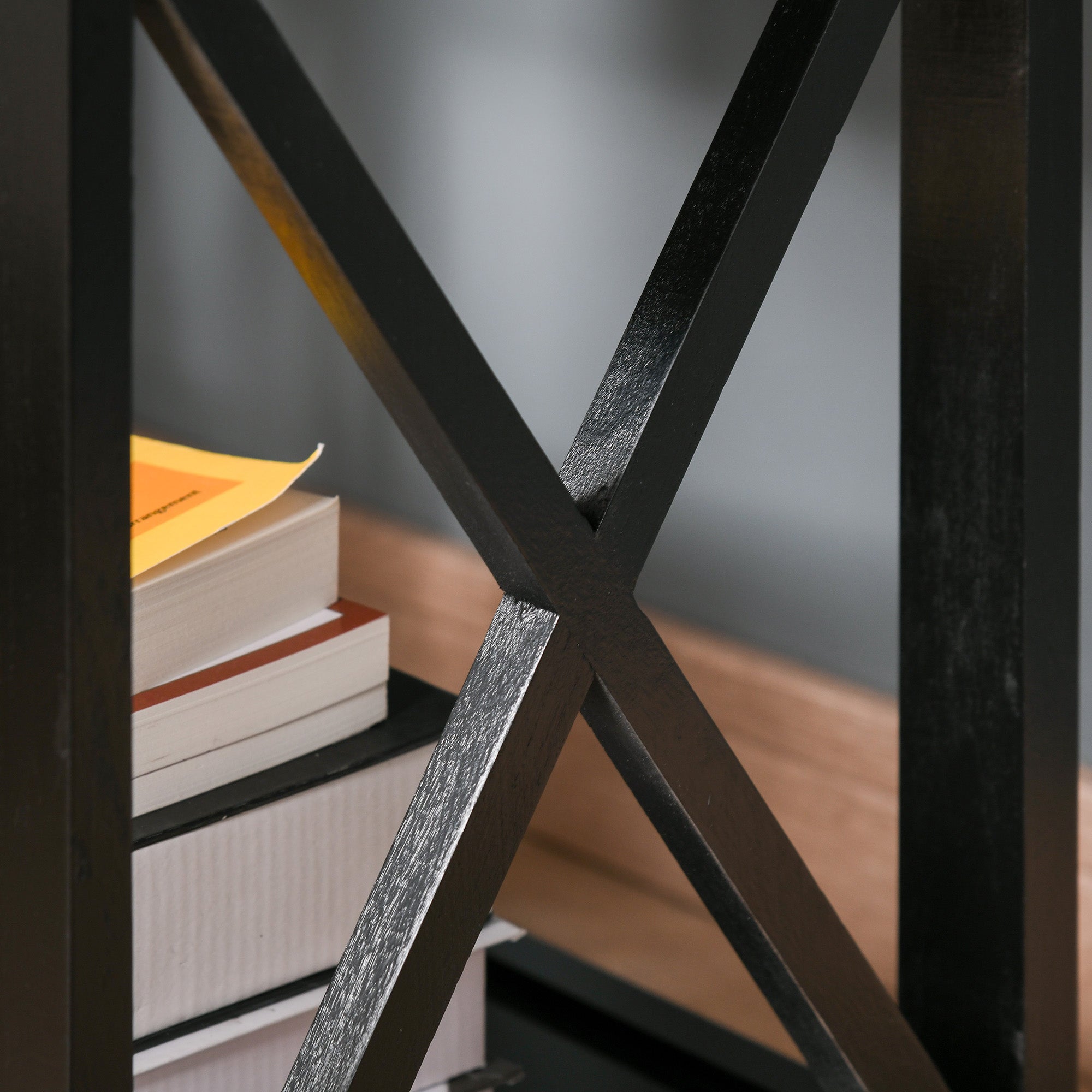 HOMCOM End Table, Sofa Side Table with Drawer X Bar Bottom Storage Shelf, Nightstand Bedside Table for Bedroom or Living Room Black - North Peak Garden Furniture