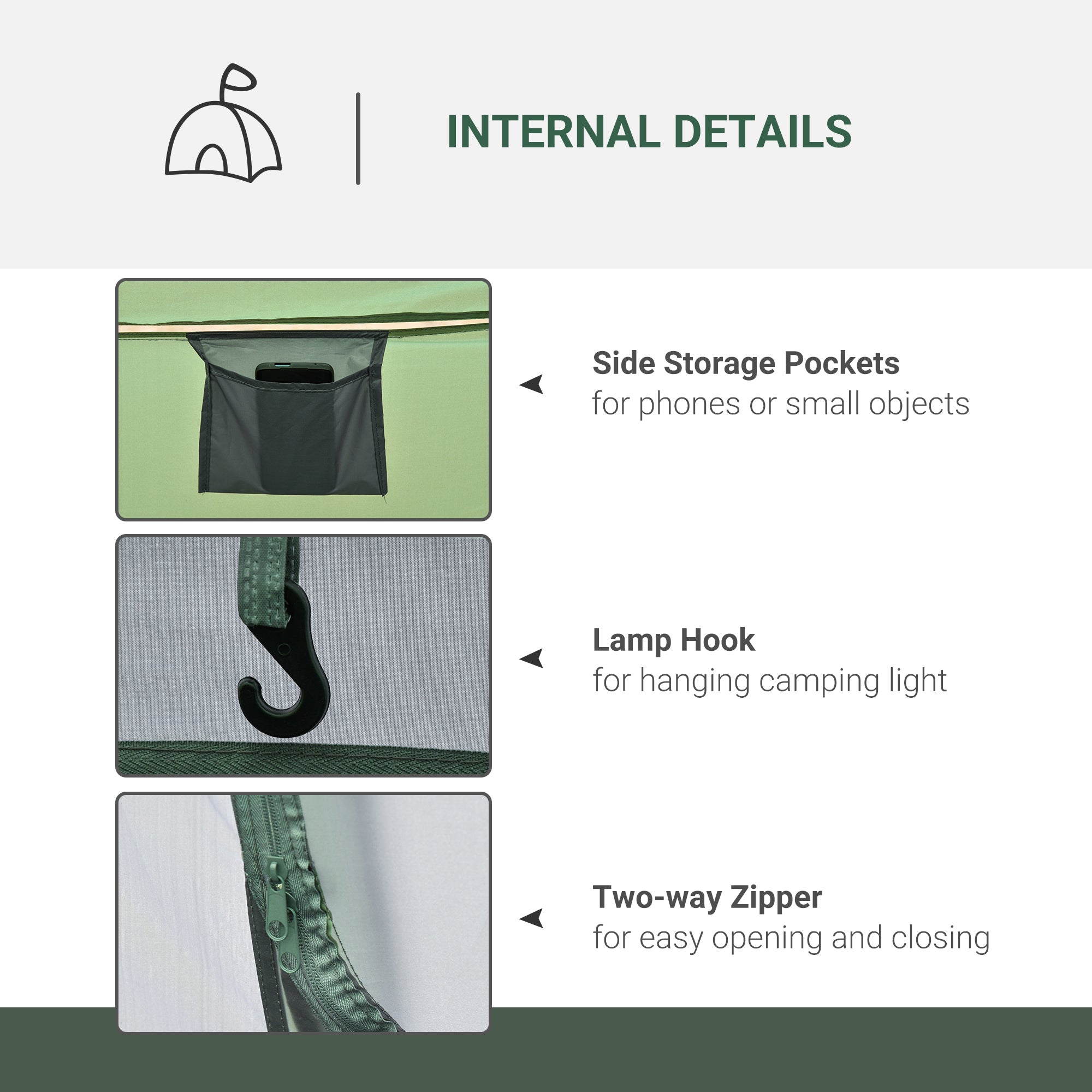 Outsunny 4-5 Person Pop-up Camping Tent Waterproof Family Tent w/ 2 Mesh Windows & PVC Windows Portable Carry Bag for Outdoor Trip, Dark Green - North Peak Garden Furniture