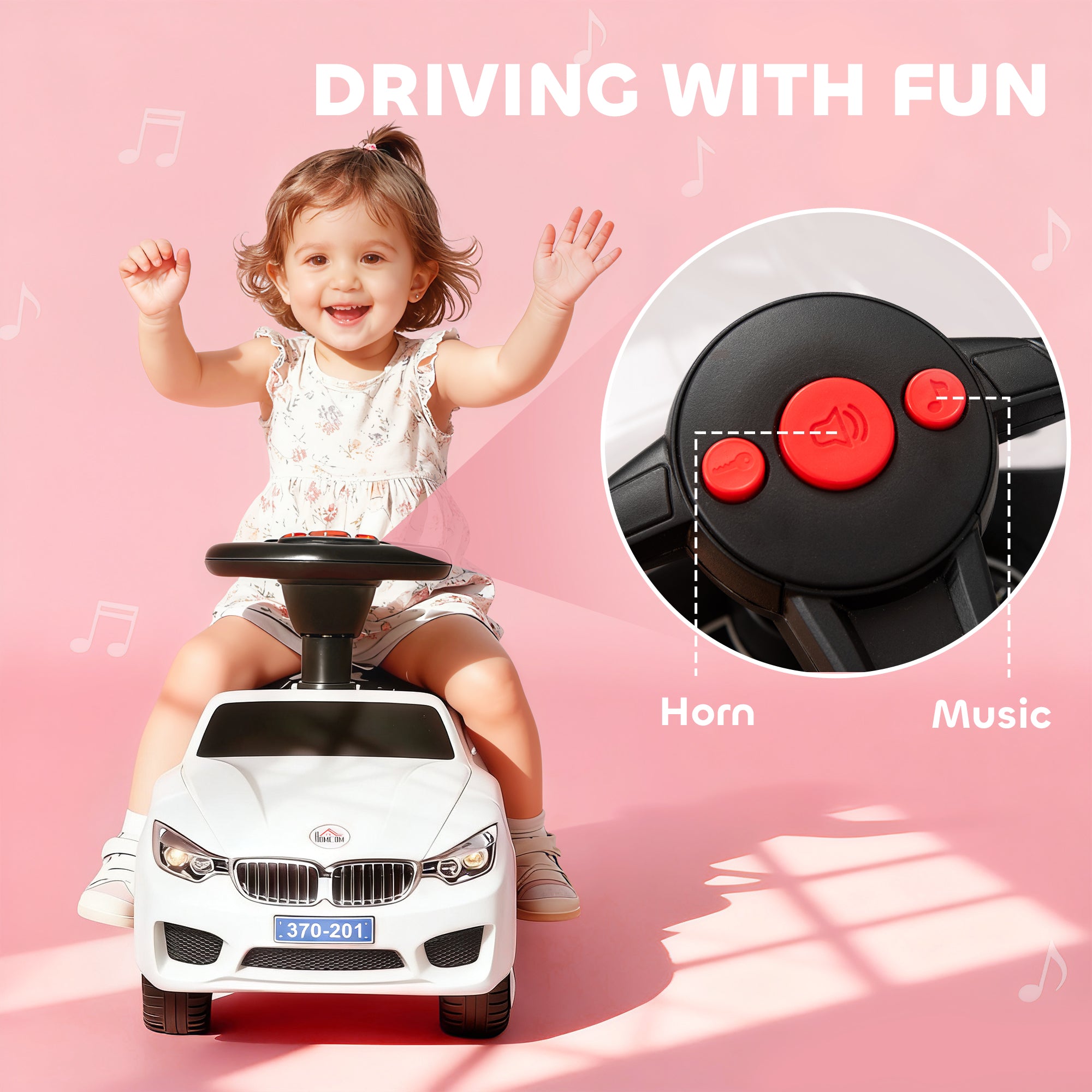 HOMCOM Ride on Car Baby Toddler Walker Foot to Floor Sliding Car Slider White