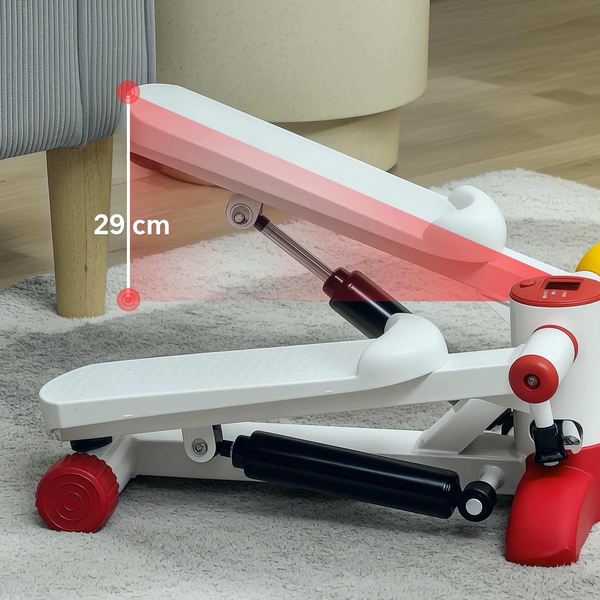 SPORTNOW Mini Stepper, Compact Step Machine Exerciser for Home Workout with LCD Monitor and Non-Slip Pedals, Grey - North Peak Garden Furniture