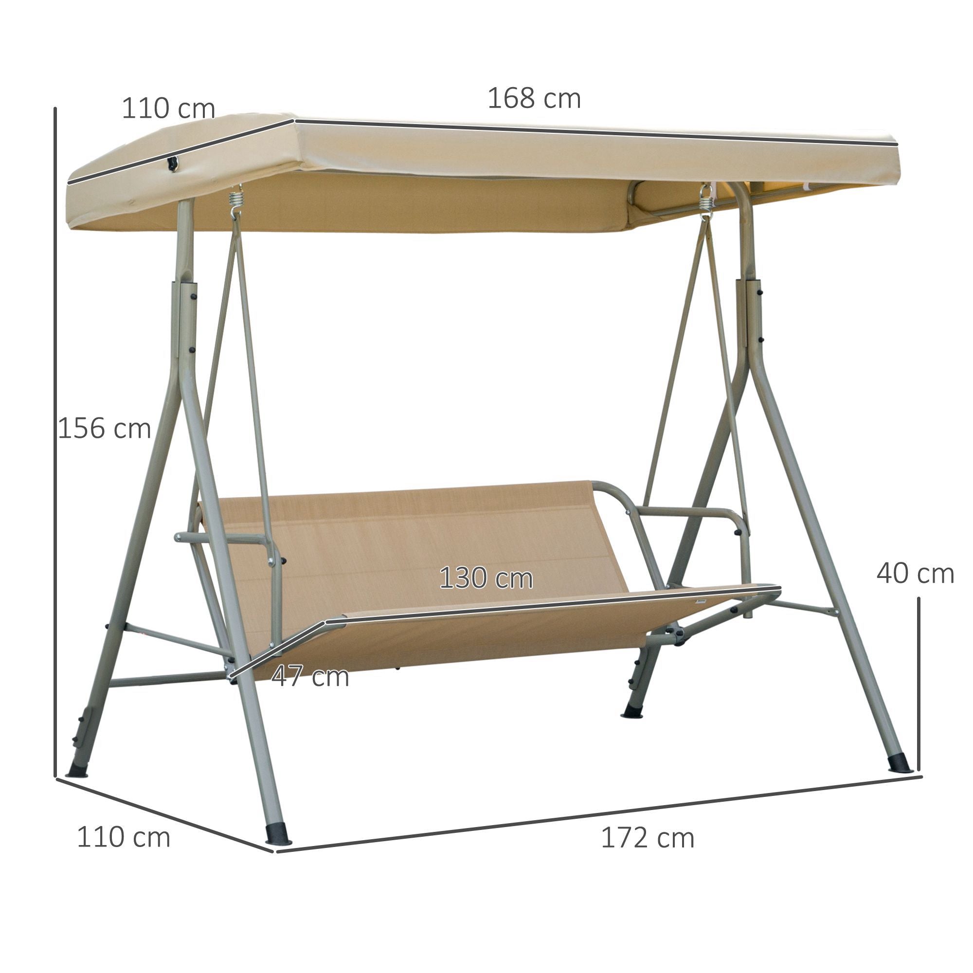 Outsunny Three-Seater Garden Swing Seat - Light Brown