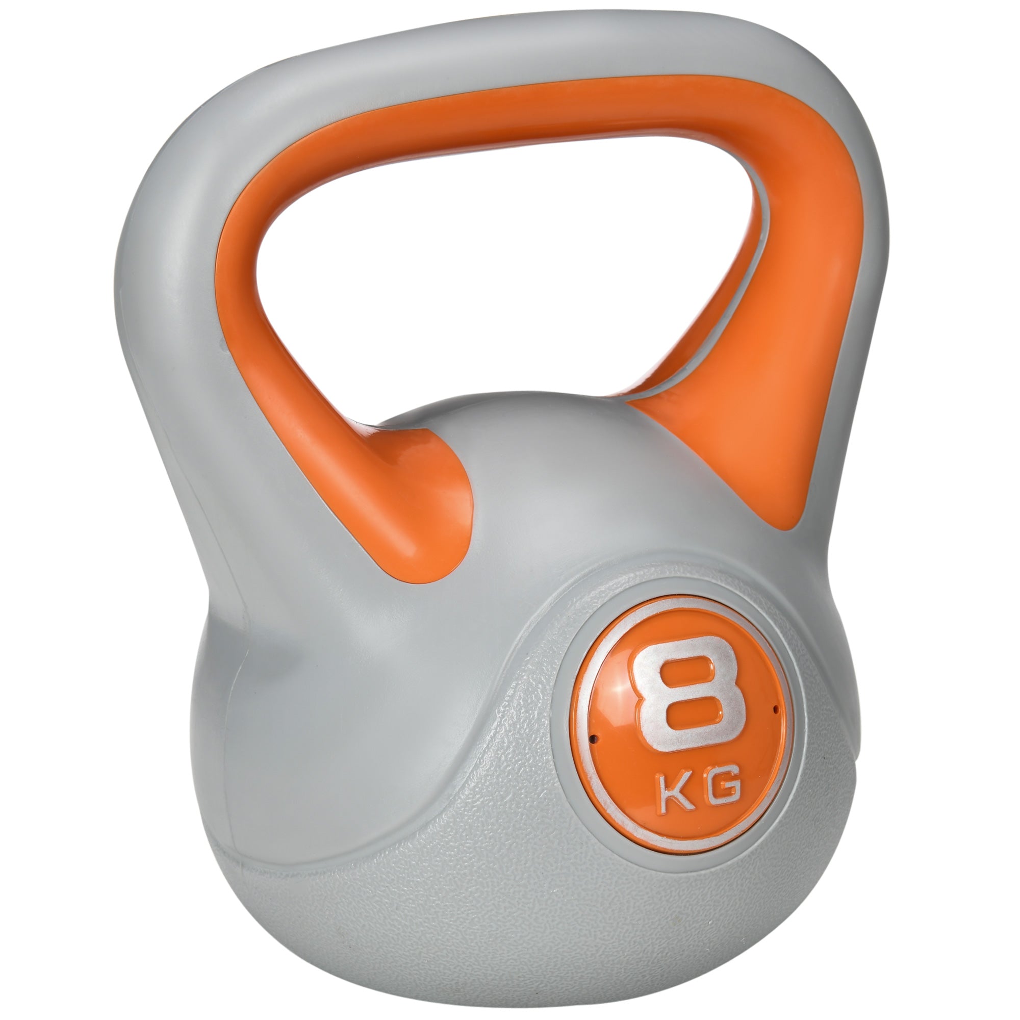 SPORTNOW Kettlebell, 8kg Kettle Bells with Handle for Home Gym Weight Lifting and Strength Training, Orange and Grey - North Peak Garden Furniture
