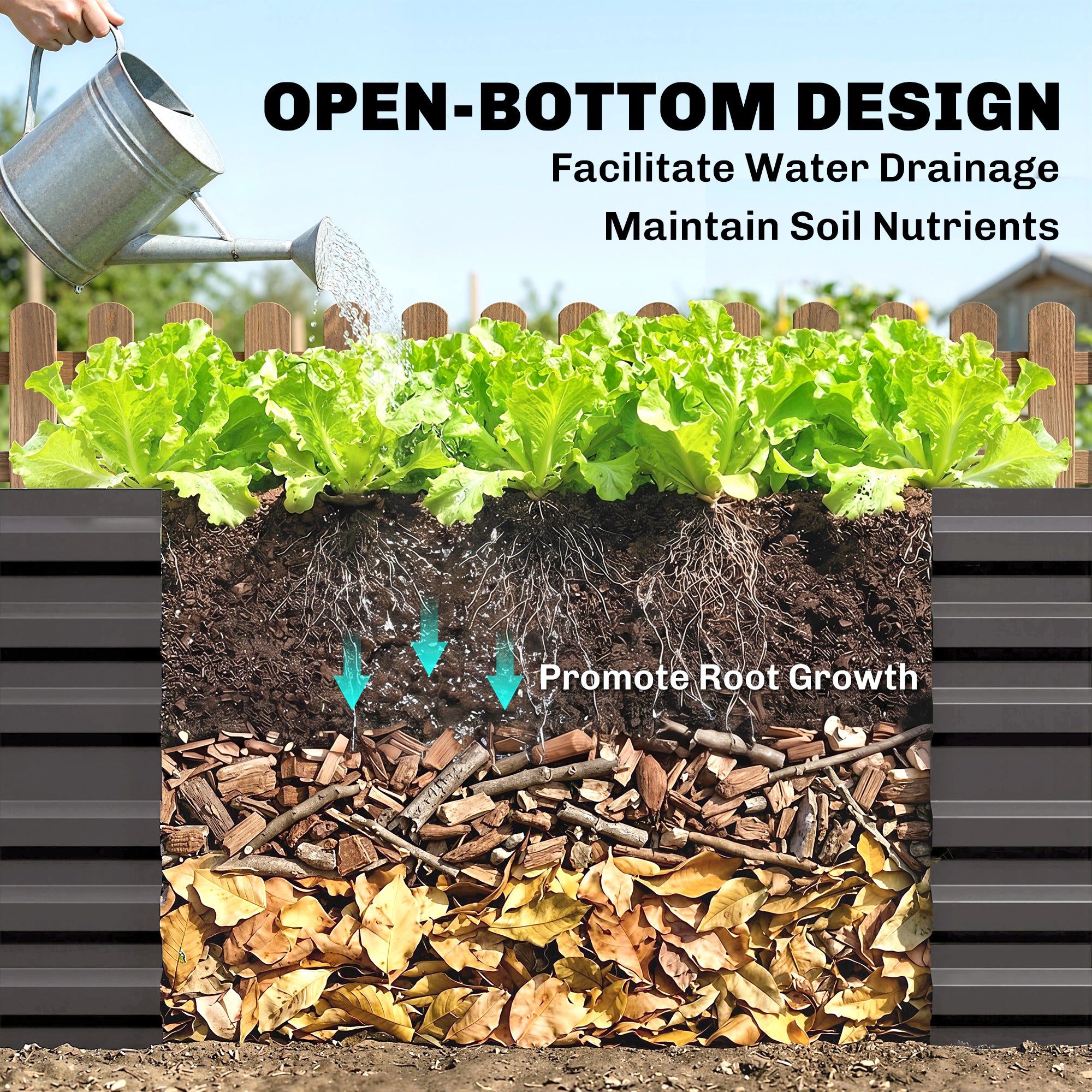 Outsunny Raised Beds for Garden, Galvanised Steel Outdoor Planters with Multi-reinforced Rods, 180 x 90 x 59 cm, Dark Grey