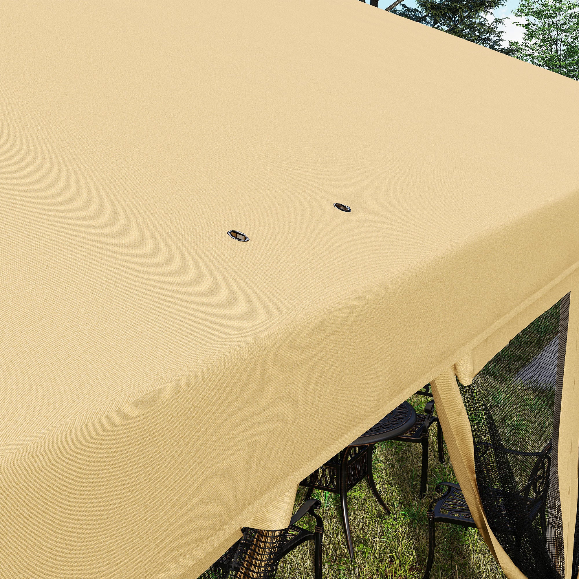 Outsunny 3 x 6m Pop Up Gazebo, Outdoor Canopy Shelter, Marquee Party Wedding Tent with 6 Mesh Walls and Carry Bag, Beige - North Peak Garden Furniture