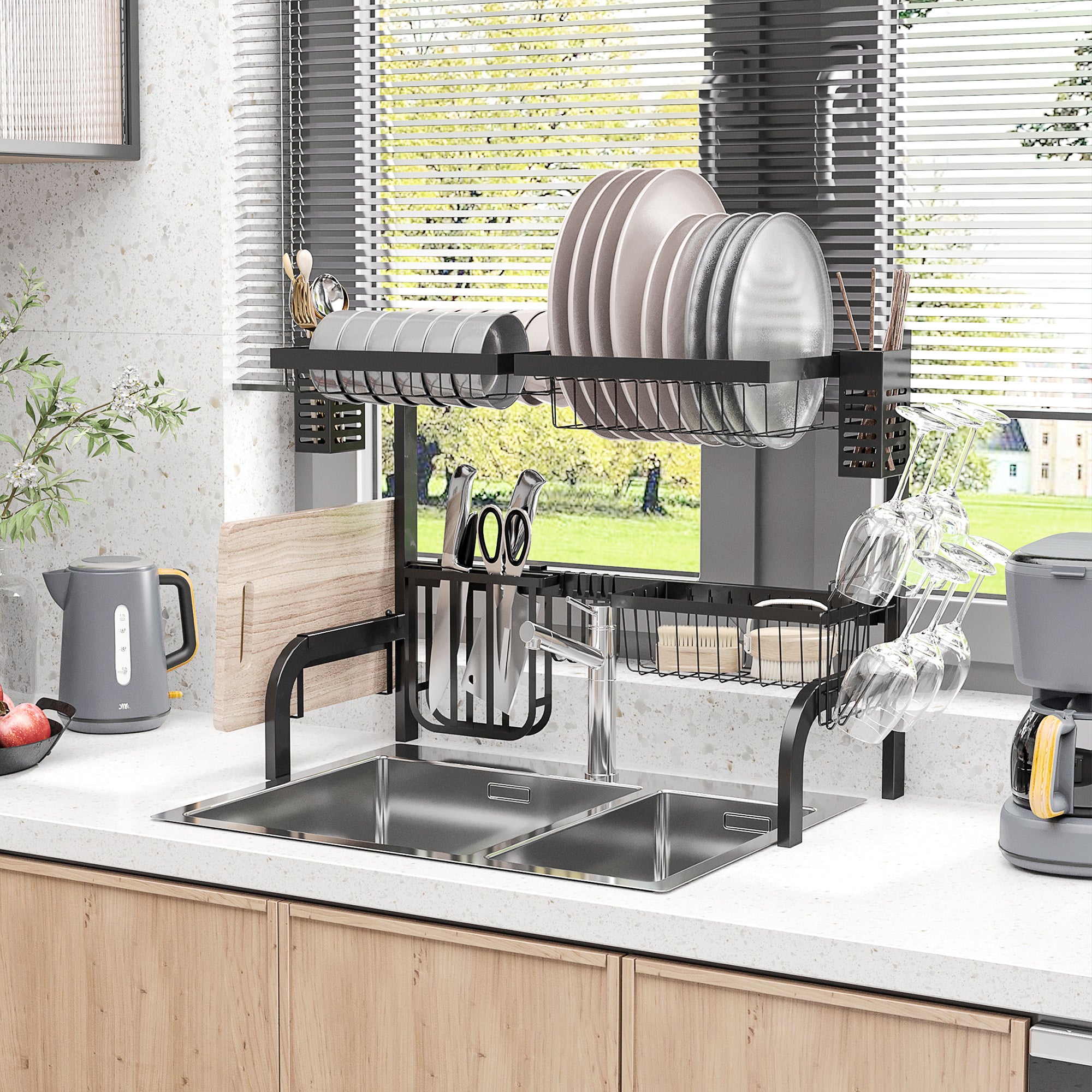 HOMCOM 65cm Modular Over-Sink Drying Rack - North Peak Garden Furniture