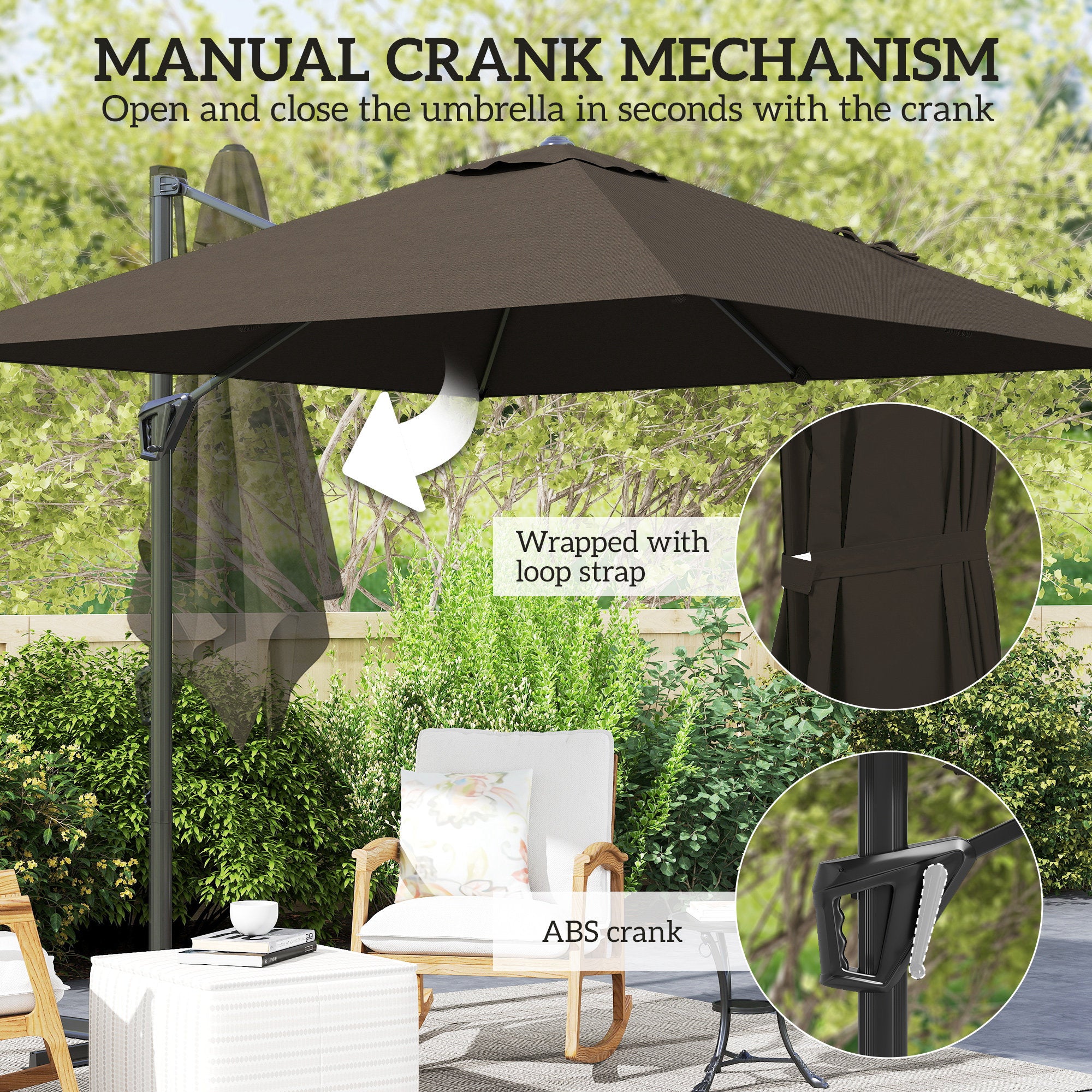 Outsunny Patio Offset Parasol Umbrella - Tan - North Peak Garden Furniture