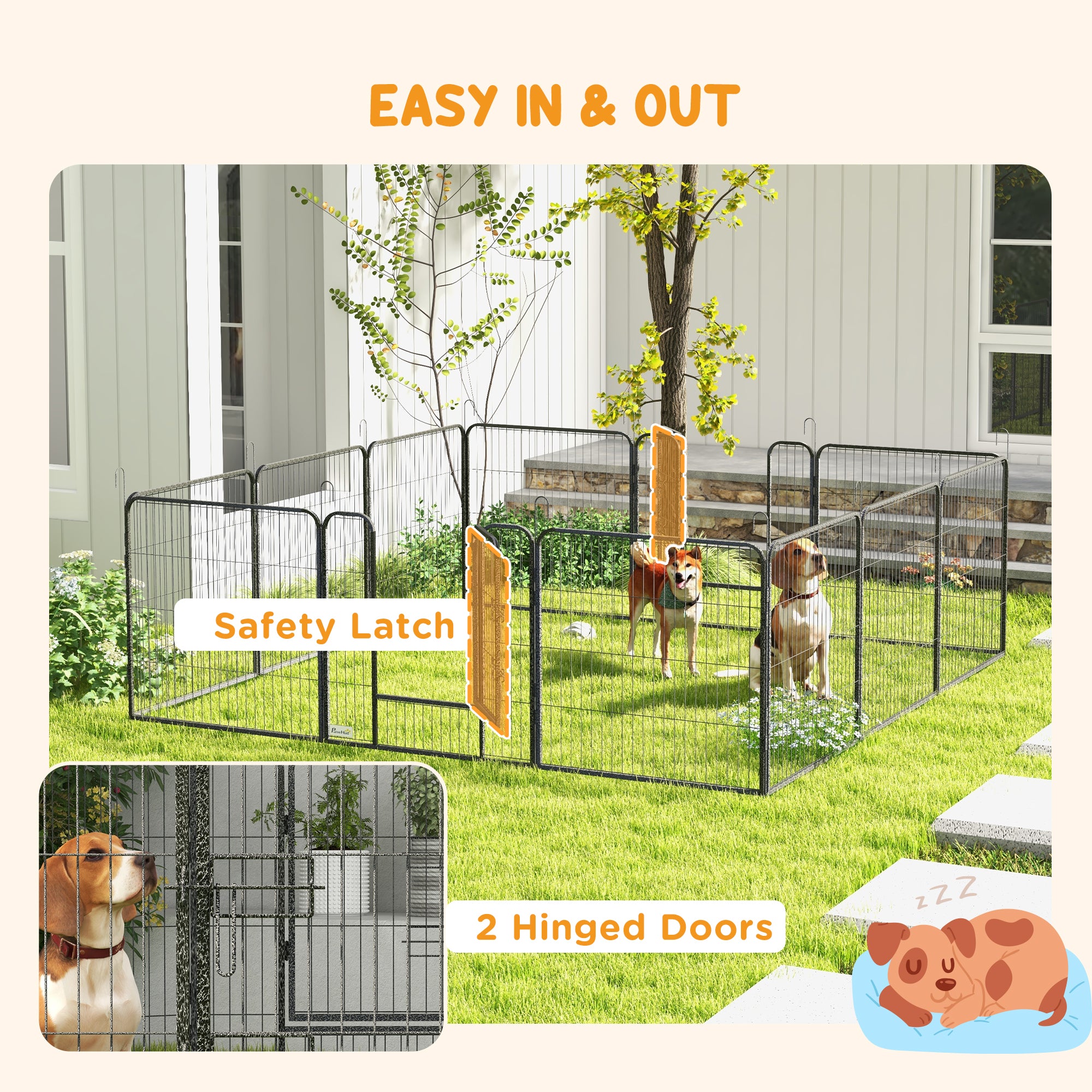 PawHut 12 Panels Heavy Duty Puppy Playpen, for Small Dogs, Indoor and Outdoor Use - Silver - North Peak Garden Furniture