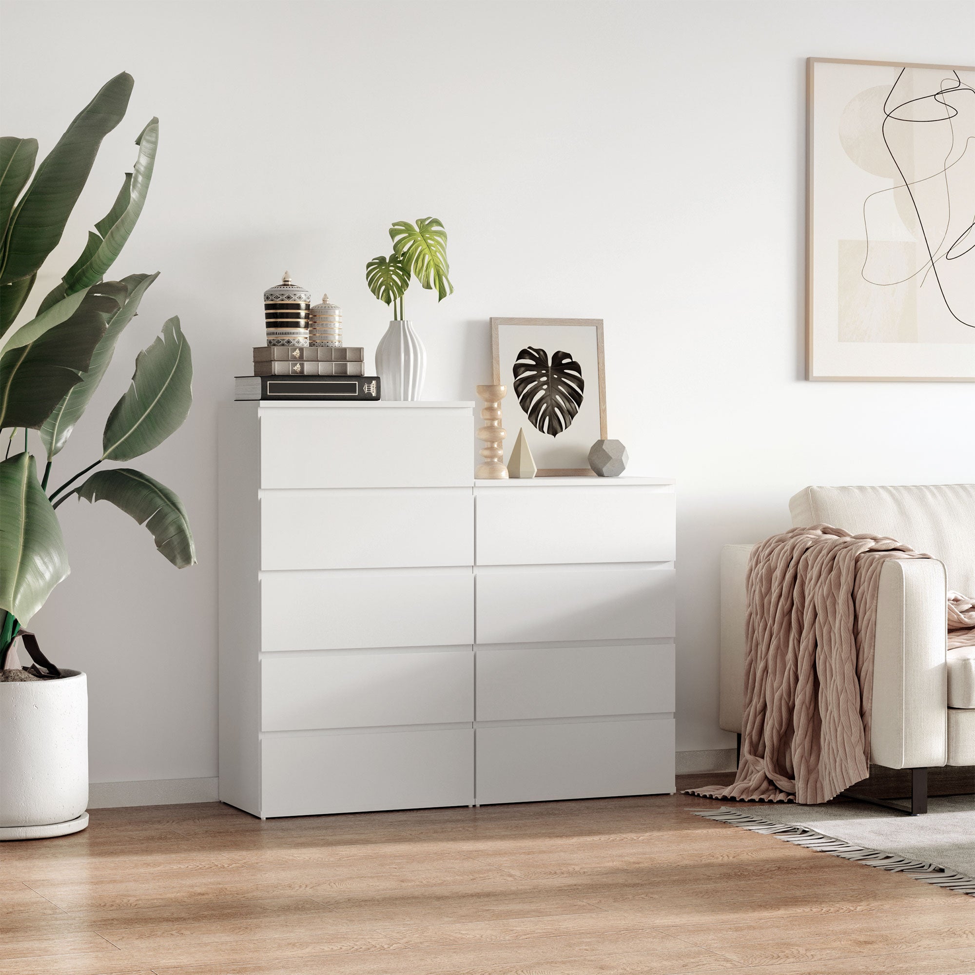 HOMCOM Chest of Drawers, 4 Drawers Storage Cabinet Floor Tower Cupboard for Bedroom Living Room, White - North Peak Garden Furniture