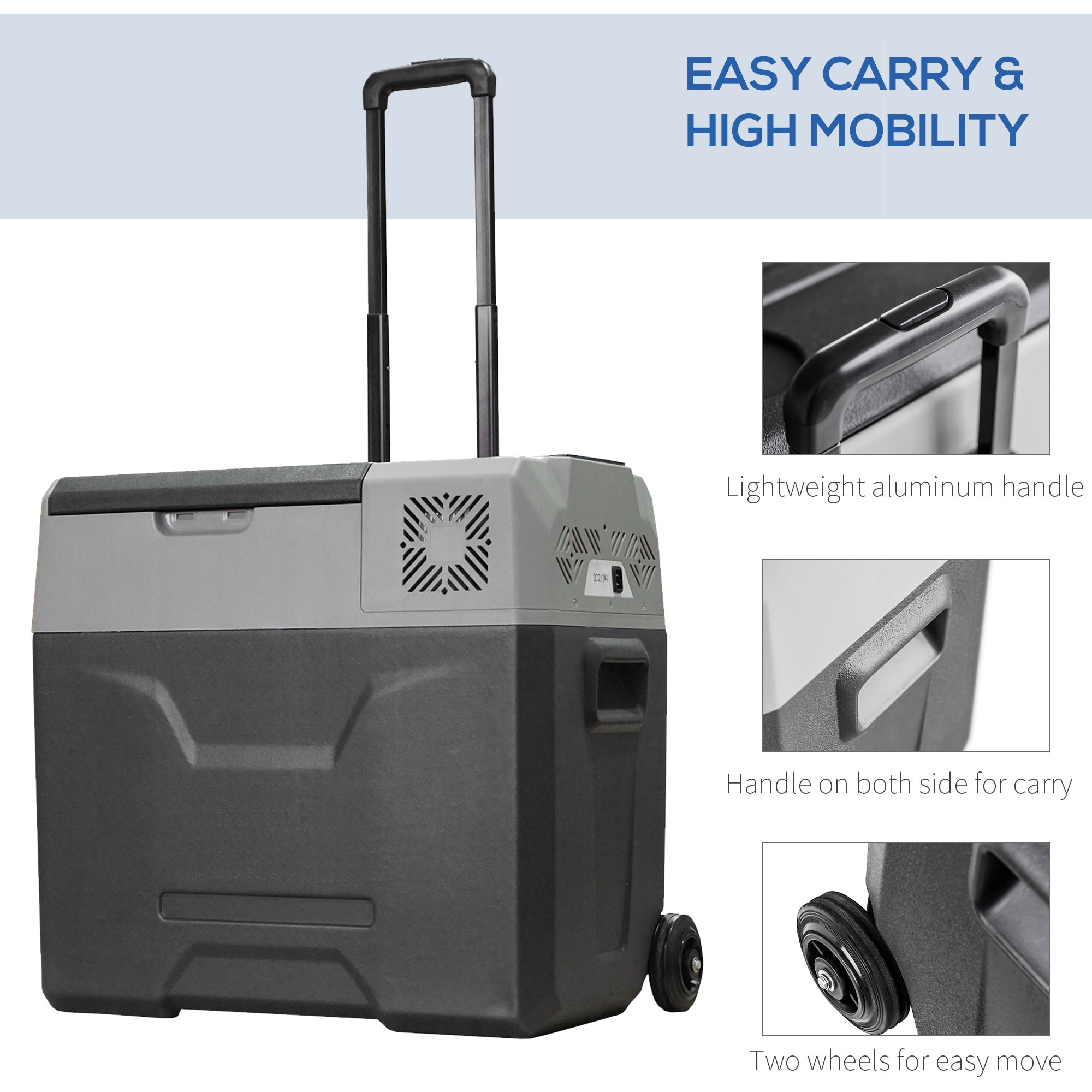 HOMCOM Car Refrigerator, Portable 12/24V 50 Litre Compressor Fridge Freezer, Electric Cooler Box for Camping, Travel, Picnic, Down to -20℃ - North Peak Garden Furniture