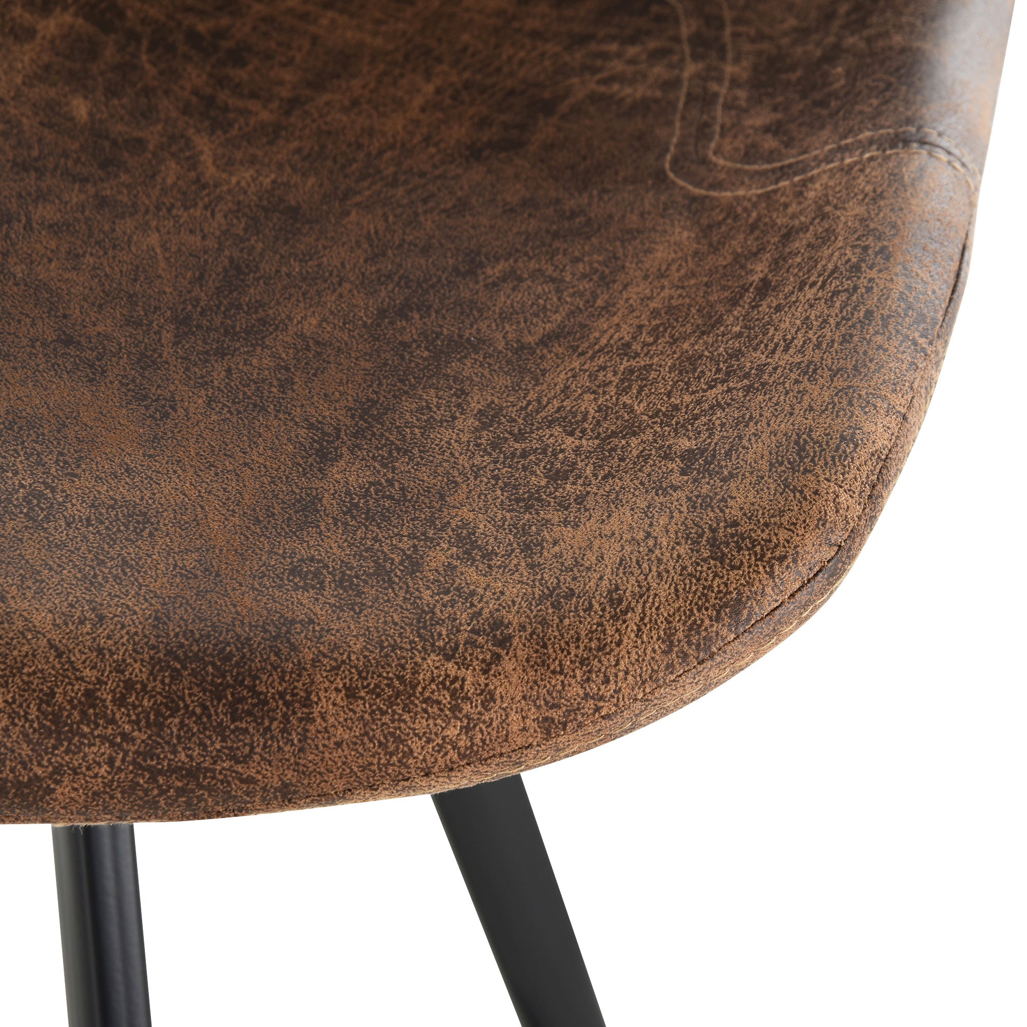 HOMCOM Set Of 2 Bar Stools Vintage Microfiber Cloth Tub Seats Padded Comfortable Steel Frame Footrest Quilted Home Bar Cafe Kitchen Chair Stylish Brown