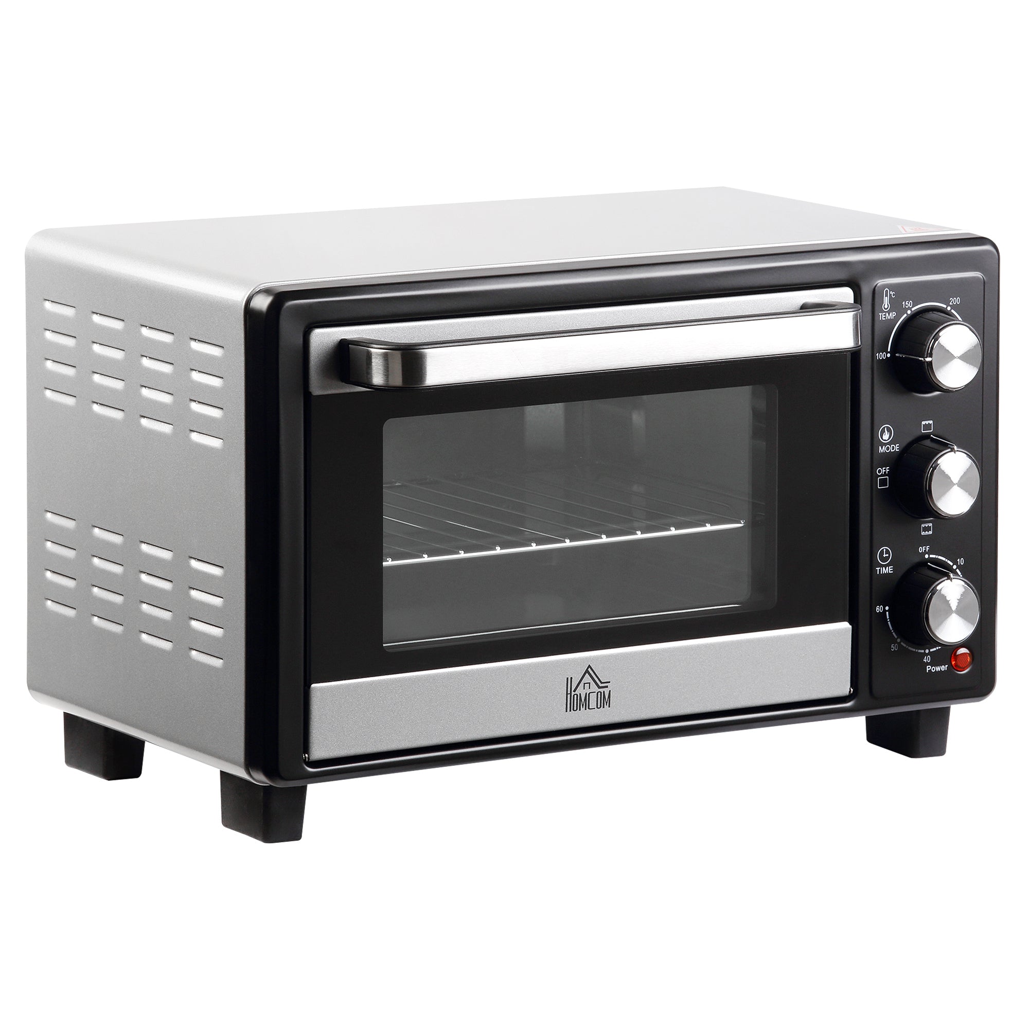 HOMCOM 16L Mini 1400W Countertop Oven - Black/Silver Tone - North Peak Garden Furniture