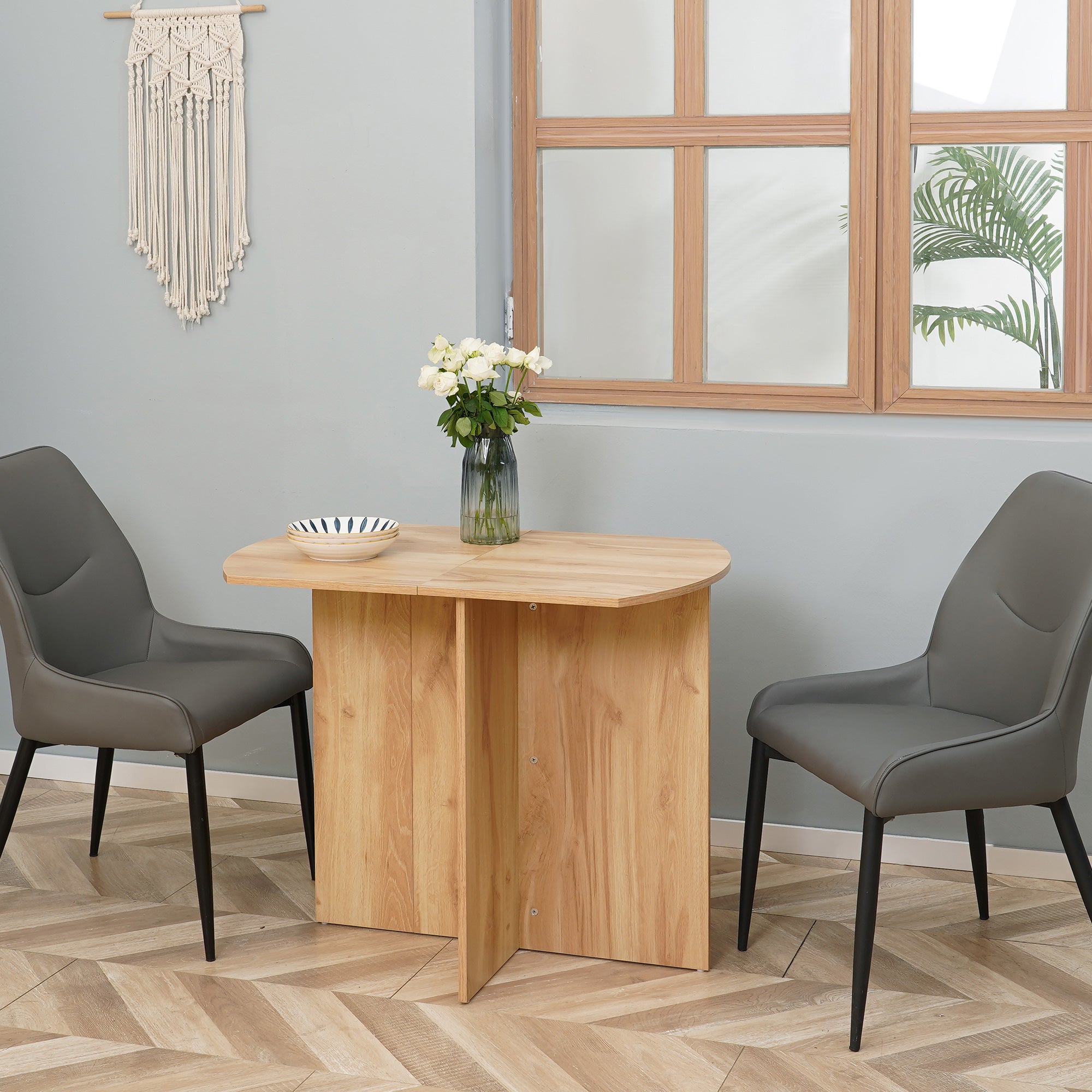 HOMCOM Four-Person Drop Leaf Dining Table - Wood-Effect - North Peak Garden Furniture