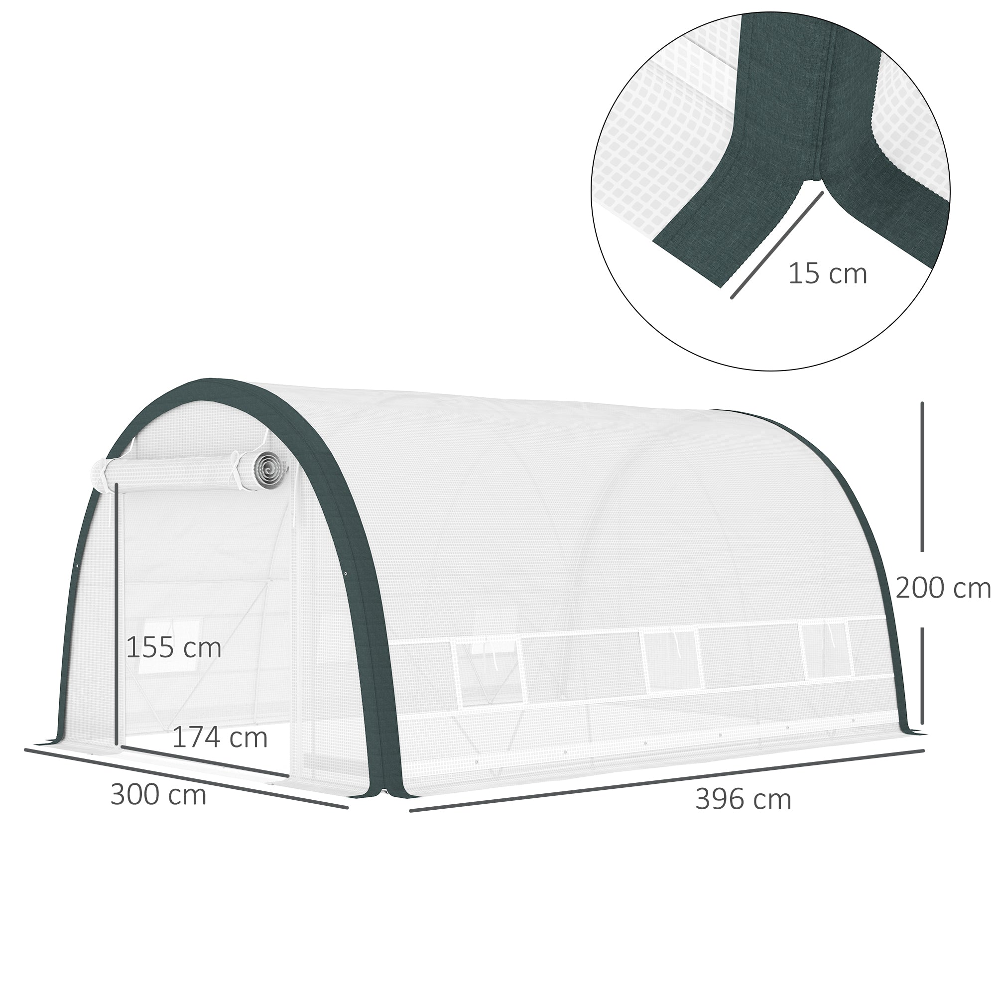 Outsunny 4 x 3(m) Walk-In Tunnel Greenhouse, with Accessories - White - North Peak Garden Furniture