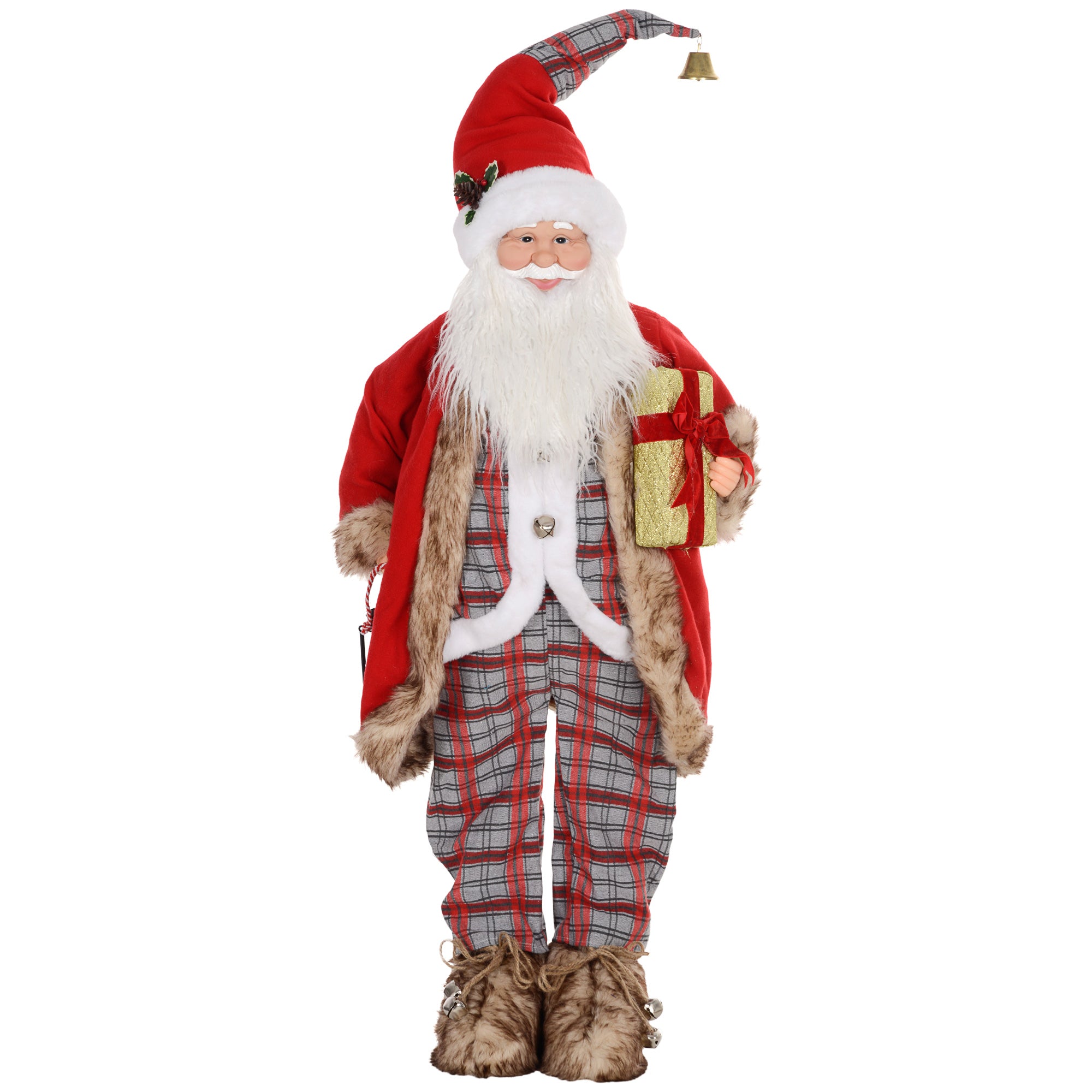 HOMCOM 4'6" Animated Santa Claus Figure, with Sound - Red