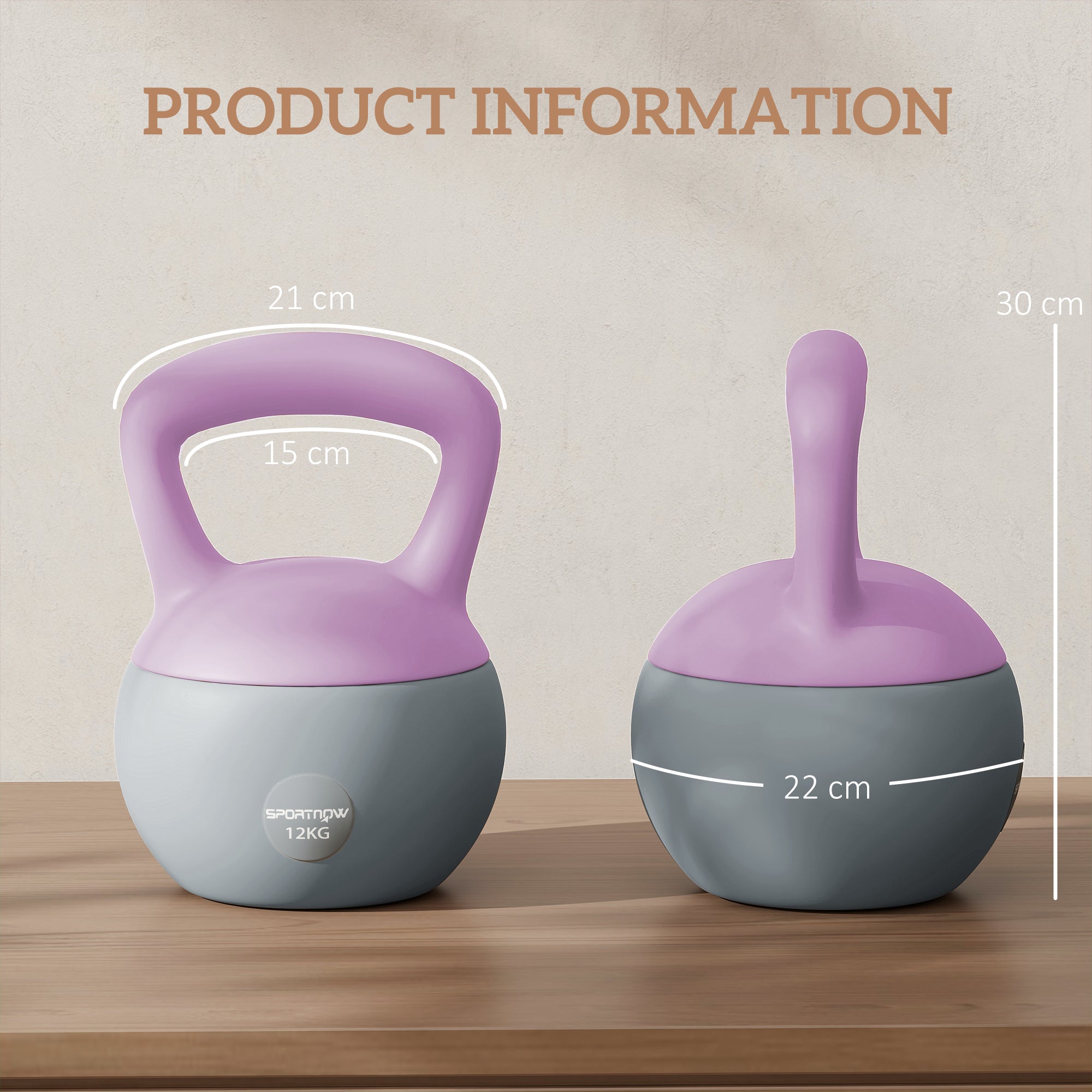 SPORTNOW 12KG Soft Kettlebell, Kettlebell with Non-Slip Handle for Home Gym, Weight Lifting, Strength Training, Purple/Grey - North Peak Garden Furniture