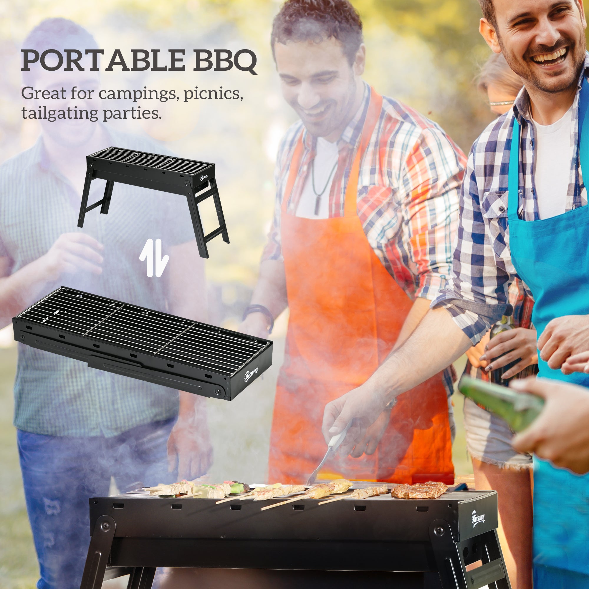 Outsunny Foldable Charcoal Grill - Black - North Peak Garden Furniture