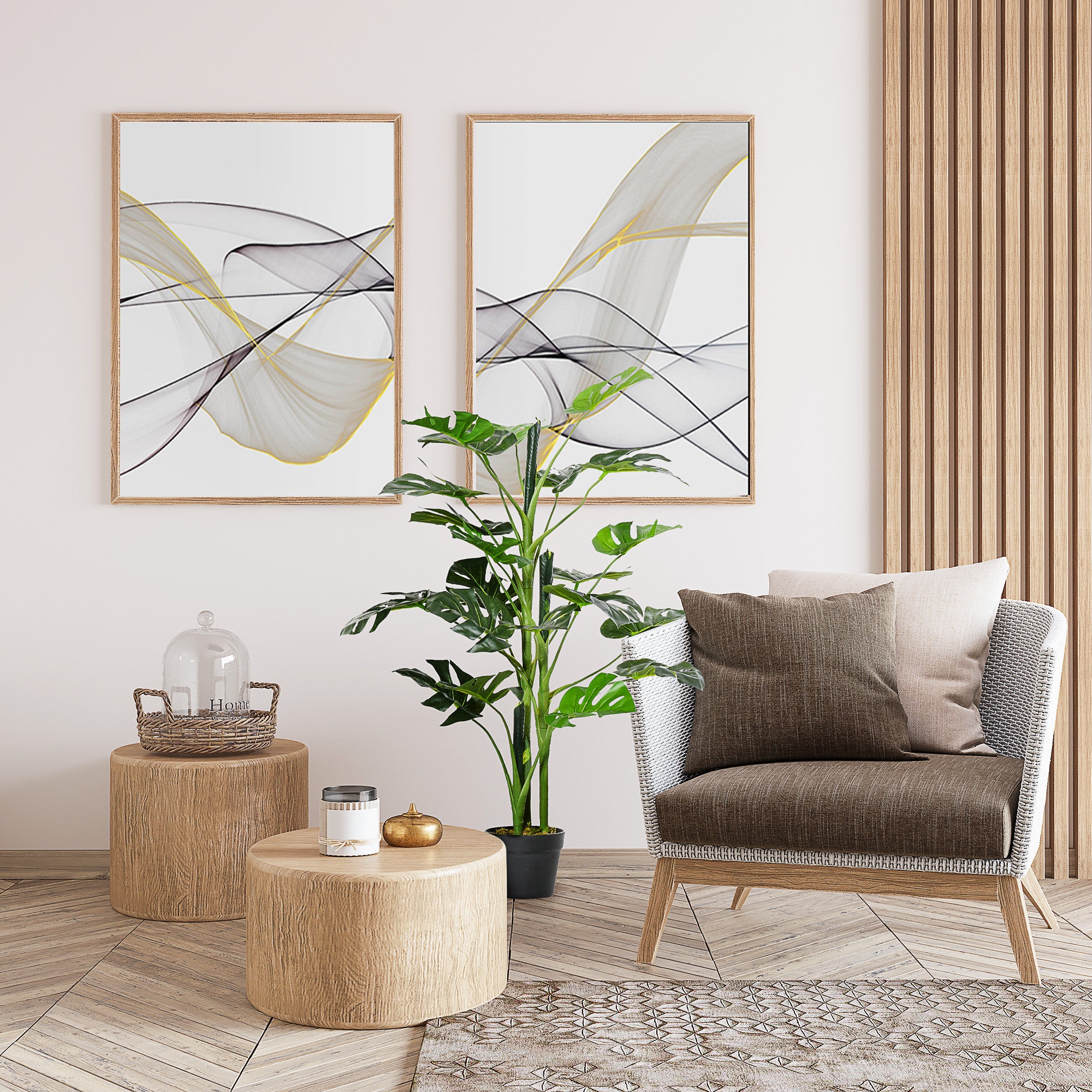 Outsunny 100cm/3.3FT Artificial Monstera Tree Decorative Cheese Plant 21 Leaves with Nursery Pot, Fake Tropical Palm Tree for Indoor Outdoor Décor - North Peak Garden Furniture