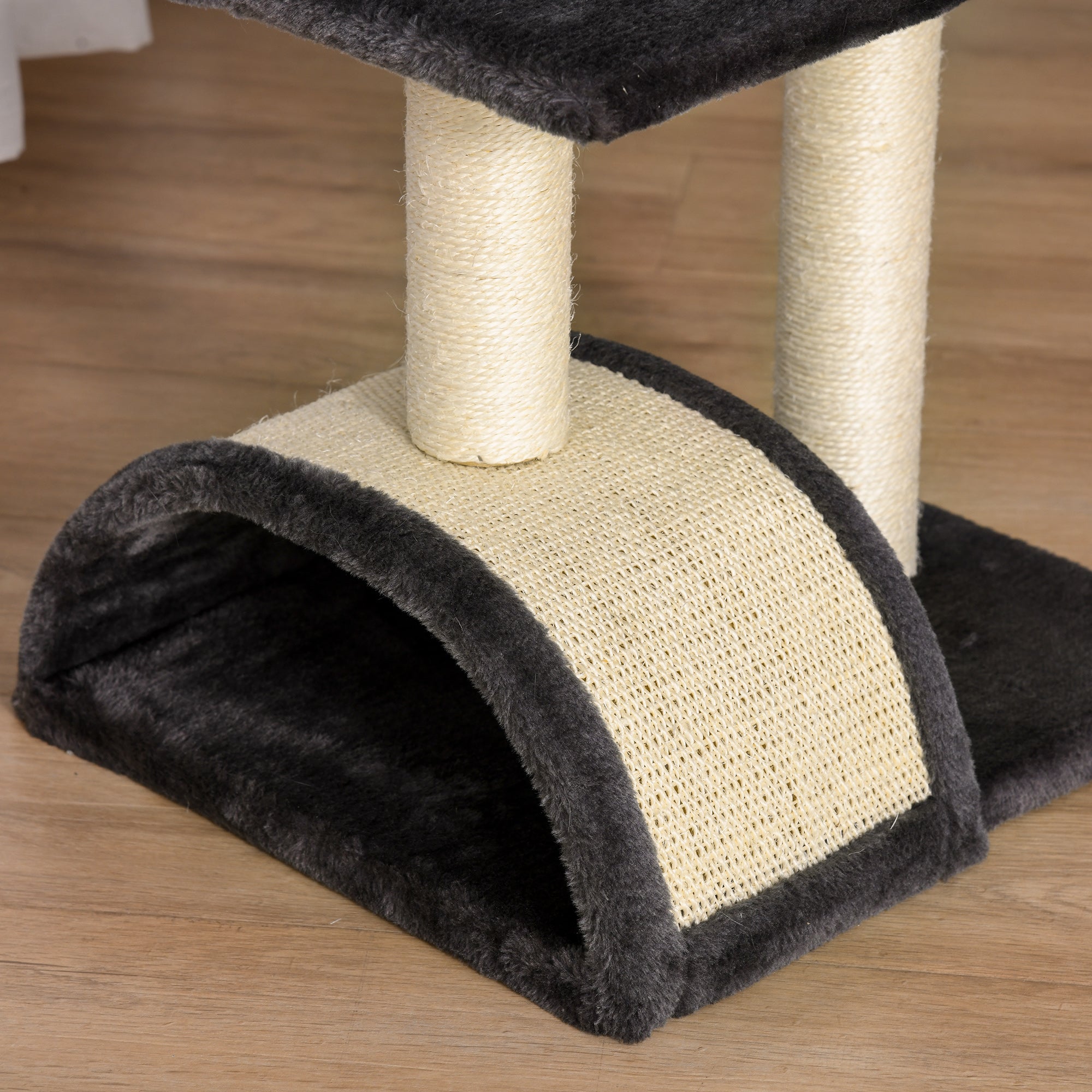 PawHut Cat Tree Tower, 72cm Climbing Activity Centre for Kittens, with Sisal Scratching Post, Pad Arc Perch, and Hanging Ball Toy, Grey