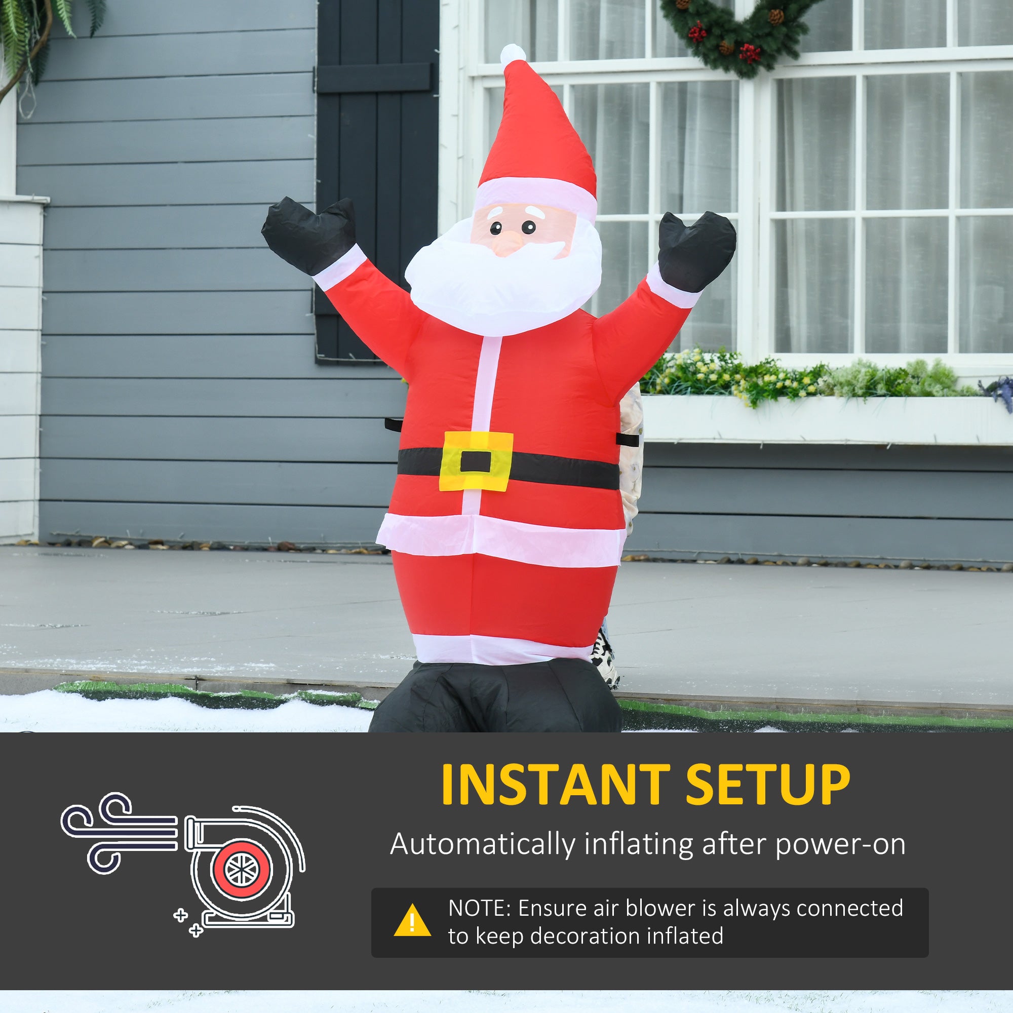 HOMCOM 4ft Inflatable Christmas Santa Claus Xmas Decoration 1 LED Holiday Air Blown Yard Outdoor Décor - North Peak Garden Furniture