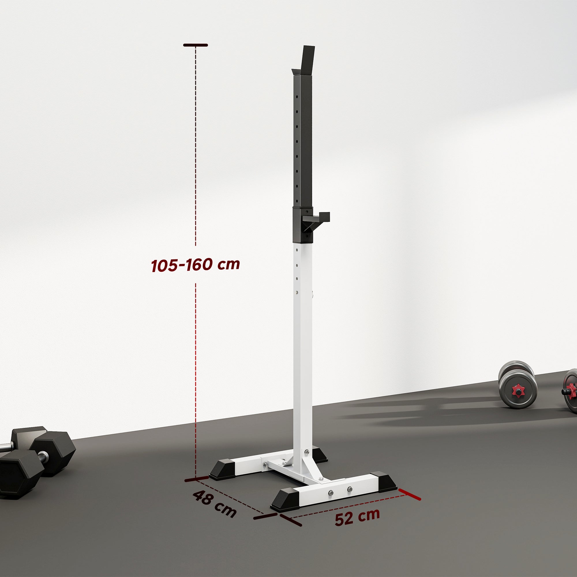 HOMCOM Heavy Duty Weight Bar Barbell Squat Stand Barbell Rack Spotter, for Home, Gym - Black
