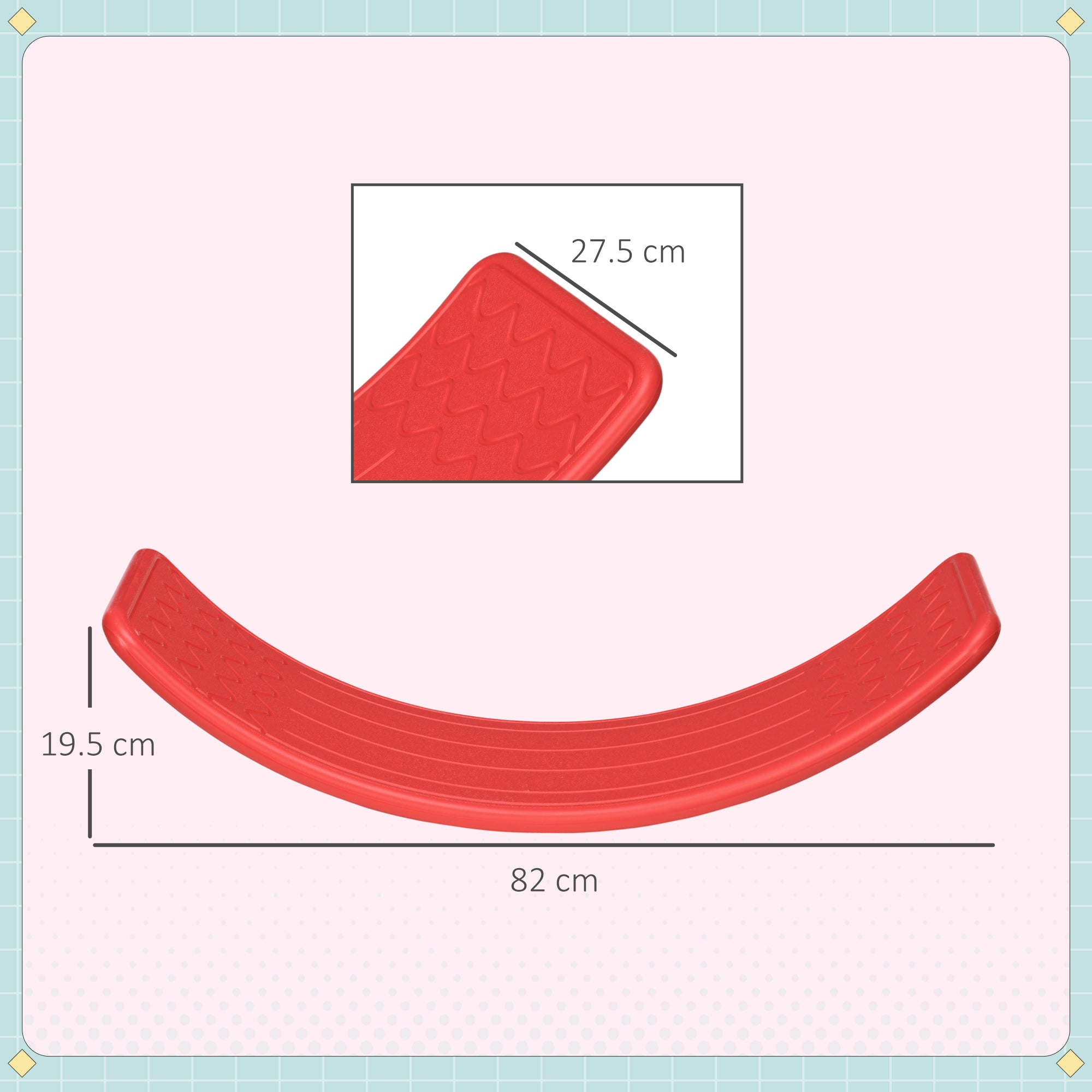ZONEKIZ Balance Board Kids Wobble Board, Stepping Stone, Montessori Toy for Children, Nursery Toy, for Ages 3-6 Years, 82 x 27.5 x 19.5cm - Red - North Peak Garden Furniture