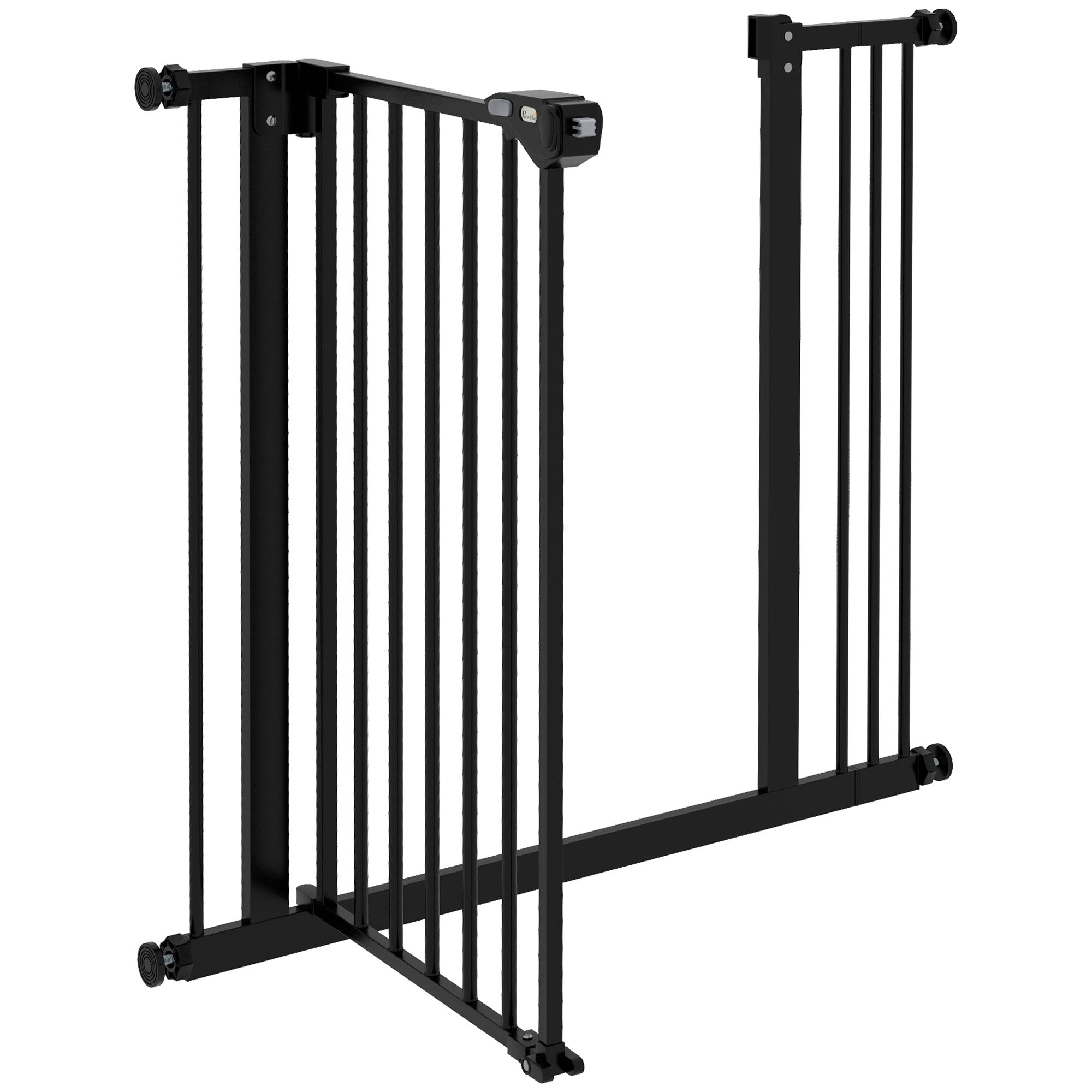 PawHut Metal 74-87cm Wide Adjustable Dog Gate Black - North Peak Garden Furniture