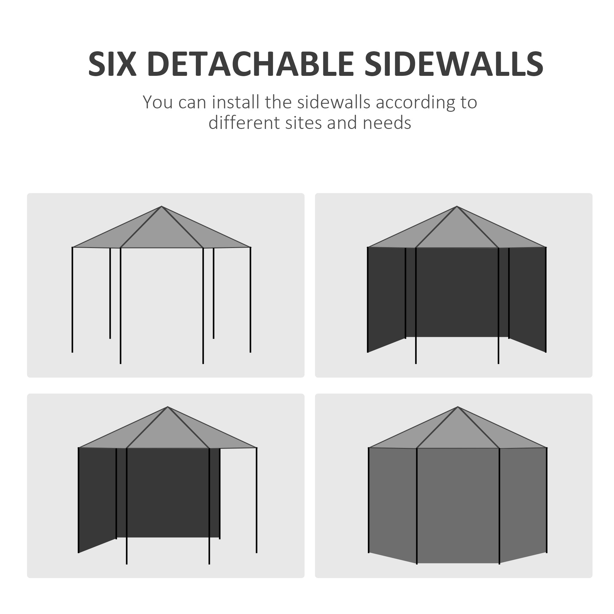 Outsunny 4 m Party Tent Wedding Gazebo Outdoor Waterproof PE Canopy Shade with 6 Removable Side Walls - North Peak Garden Furniture