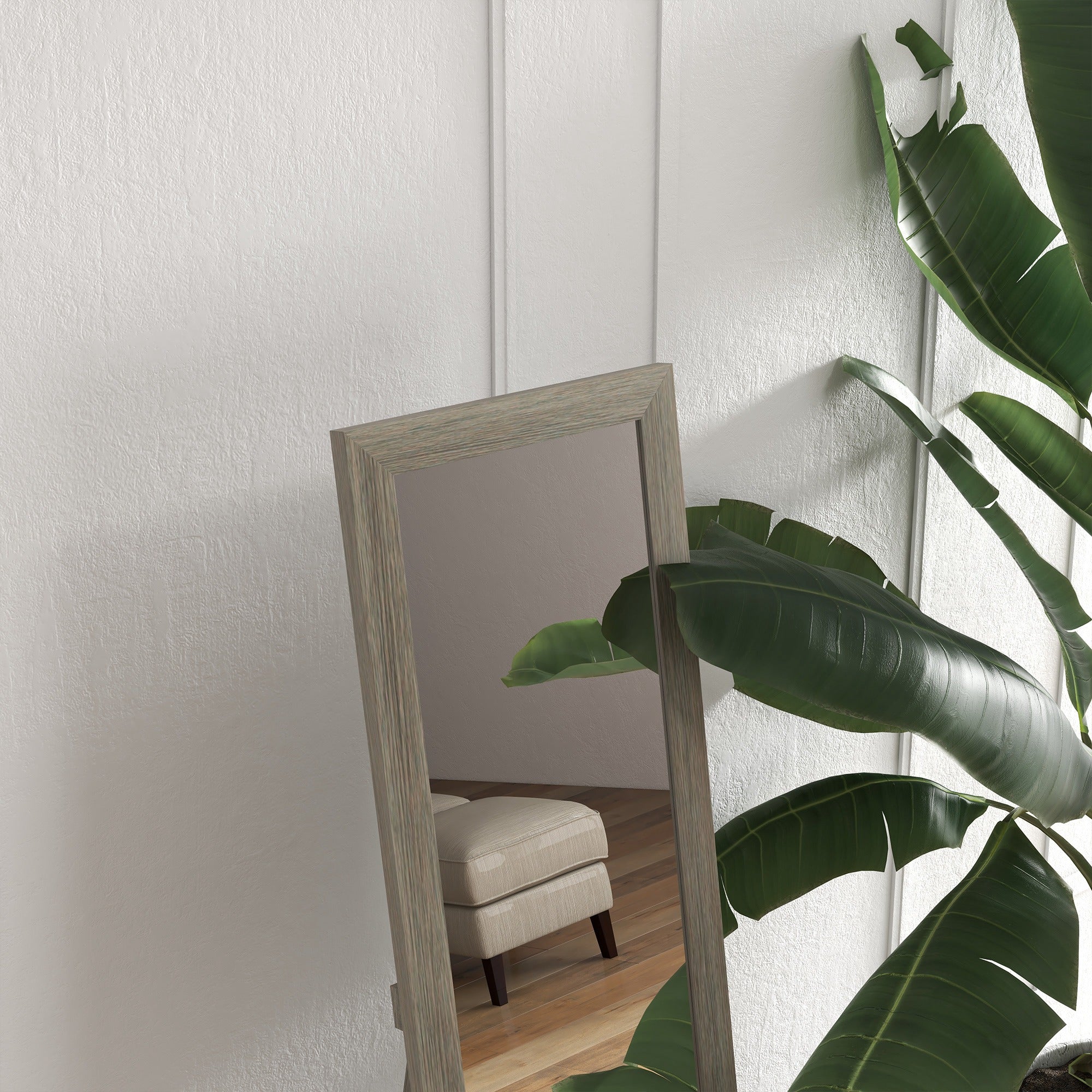 HOMCOM Rustic Full Length Mirror, Hanging and Freestanding Floor Mirror, Farmhouse Decorative Wall Mirror, for Living Room, Bedroom, 157 cm, Grey - North Peak Garden Furniture
