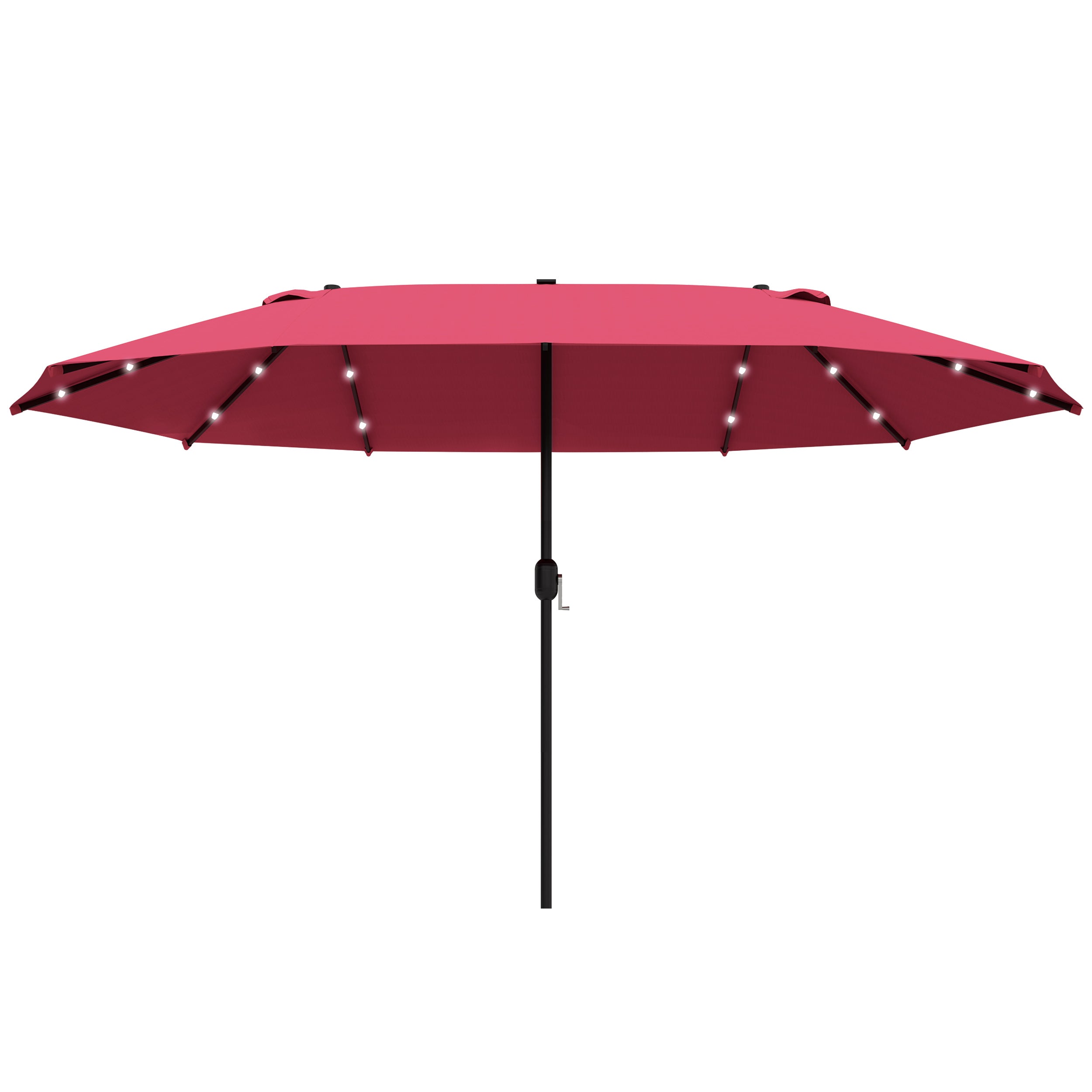 Outsunny 4.4m Double-Sided Sun Umbrella Patio Parasol LED Solar Lights Red - North Peak Garden Furniture