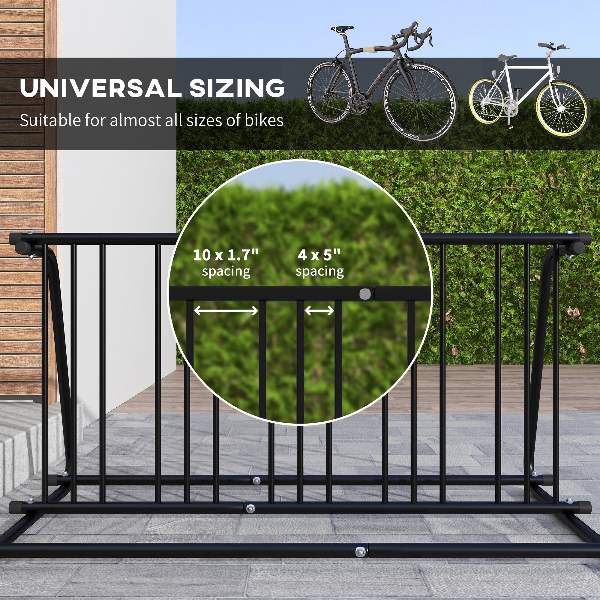 DURHAND Bike Stand, Double-sided Bike Rack for 6 Bicycles, Bike Floor Stand for Kids/Mountain/Road Bikes, Garage Indoor Outdoor Use - North Peak Garden Furniture