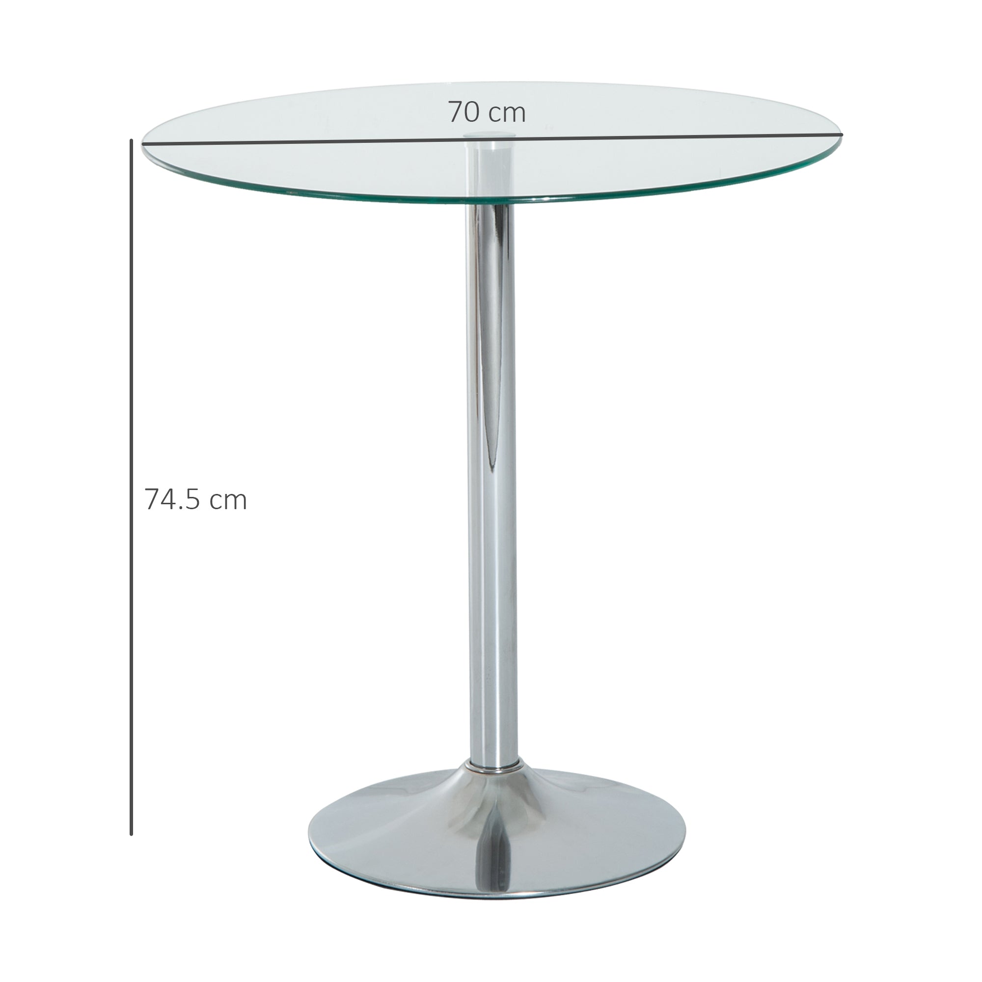 HOMCOM Round Dining Table, Modern Dining Room Table with Tempered Glass Top, Steel Base, Space Saving Small Bar Table - North Peak Garden Furniture