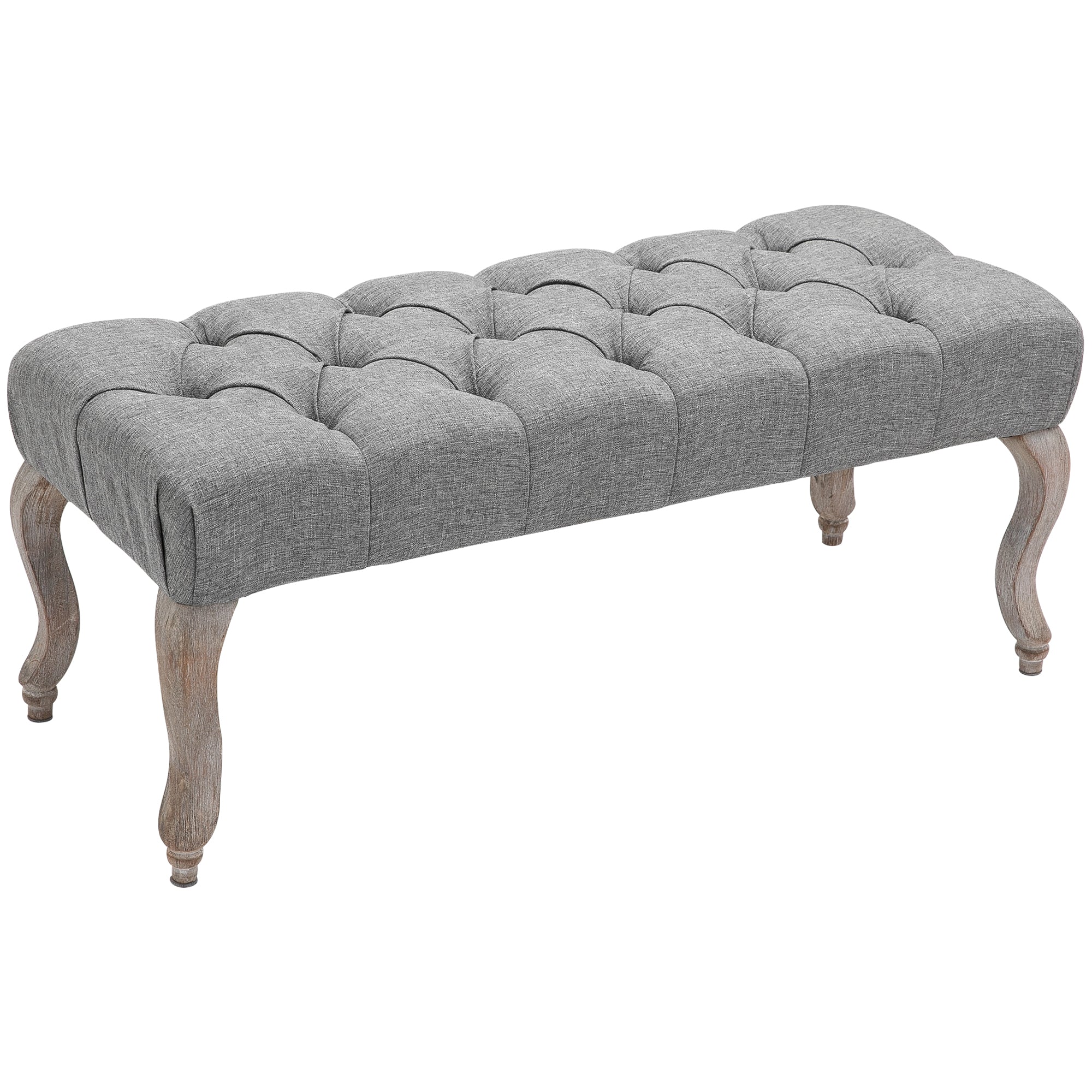 HOMCOM Tufted Upholstered Accent Bench Window Seat Bed End Stool Fabric Ottoman for Living Room, Bedroom, Hallway - North Peak Garden Furniture