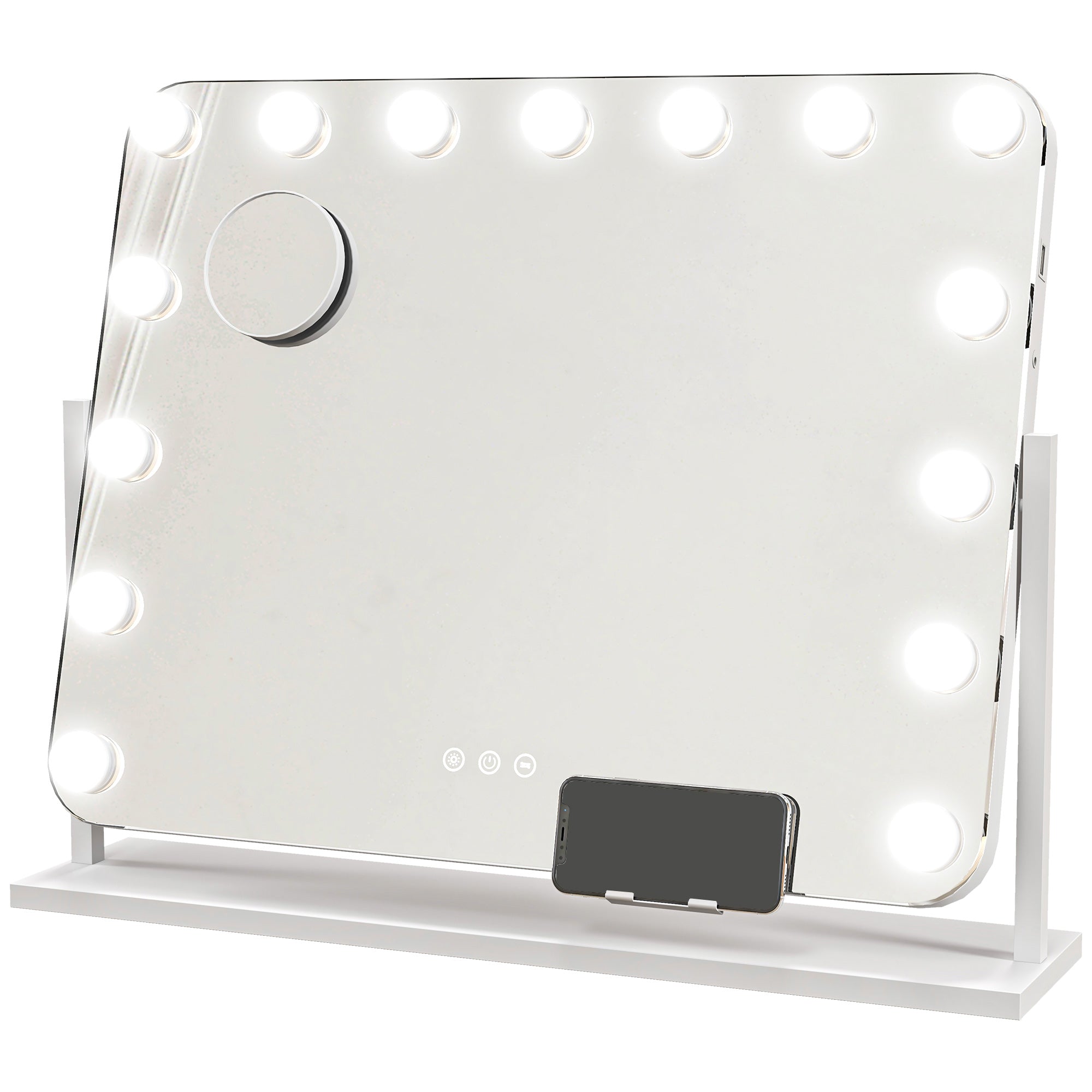 HOMCOM 14 LED bulb Tabletop Makeup Mirror, with Adjustable Settings - North Peak Garden Furniture