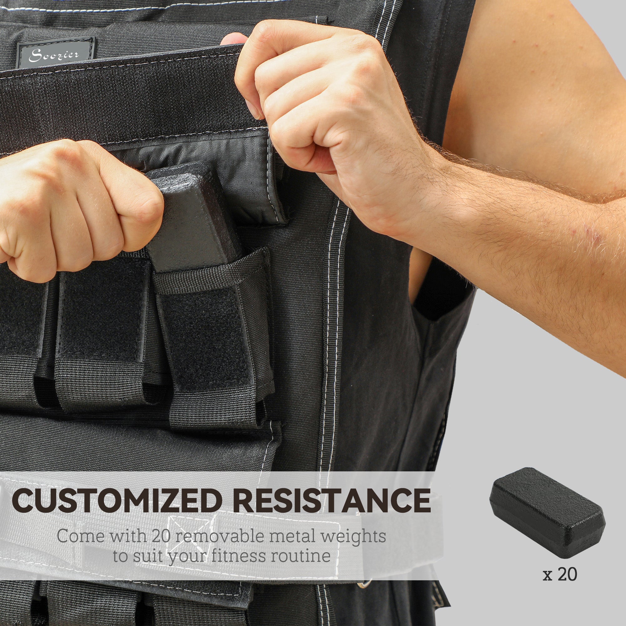 SPORTNOW 20KG Adjustable Weighted Vest, Running Weight Vest, with 30 Metal Weights, Reflective Strips, for Running, Exercise - North Peak Garden Furniture
